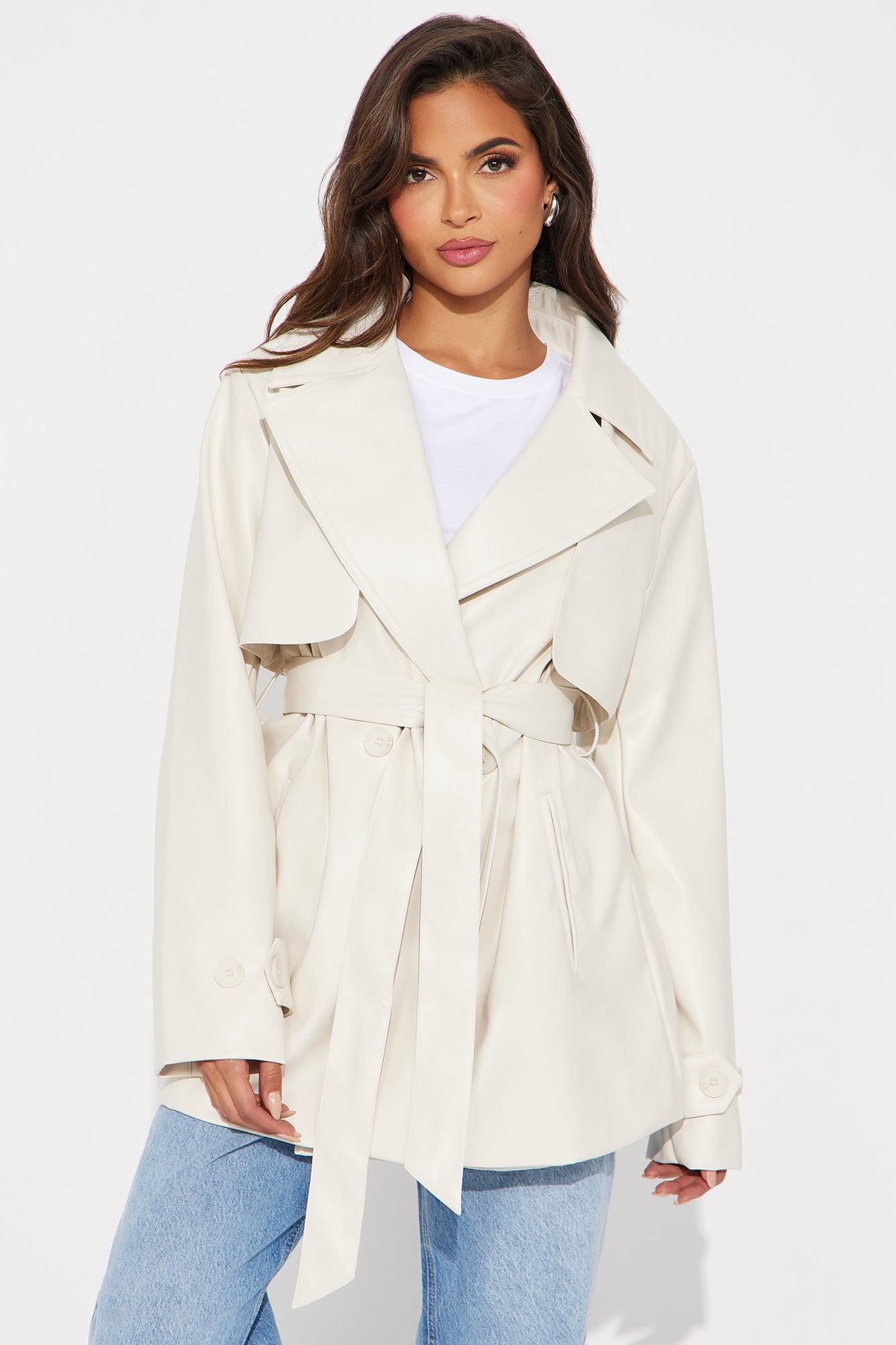 Running Errands Faux Leather Coat - Cream Product Image