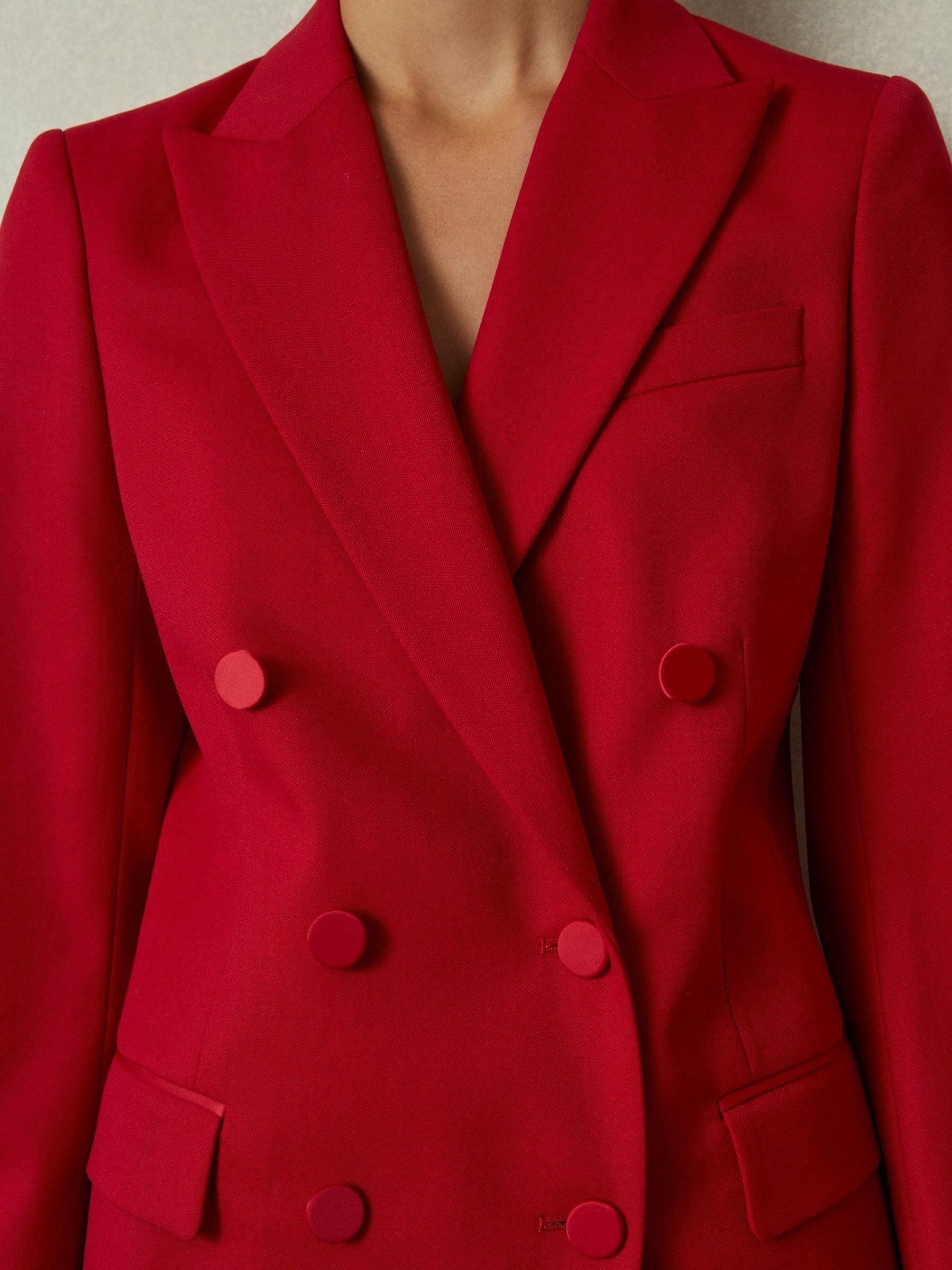 Wool Blend Double Breasted Tux Blazer in Red Product Image