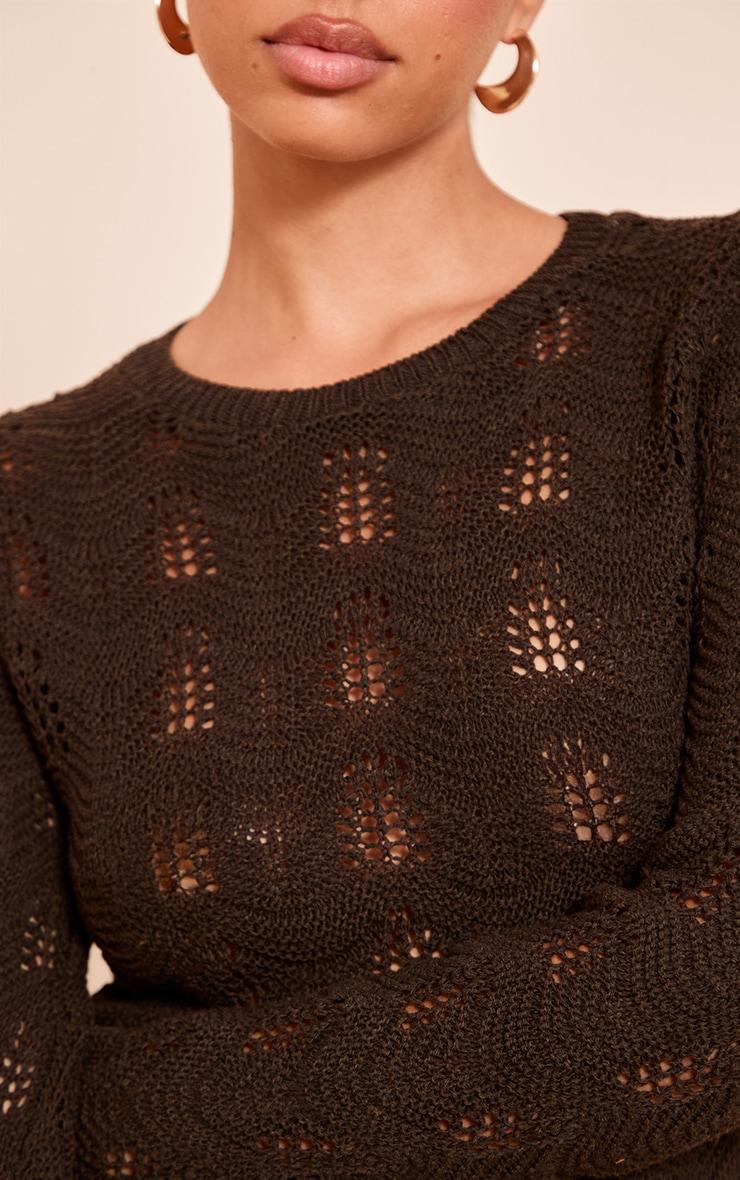 Chocolate Long Sleeve Backless Mini Dress Product Image