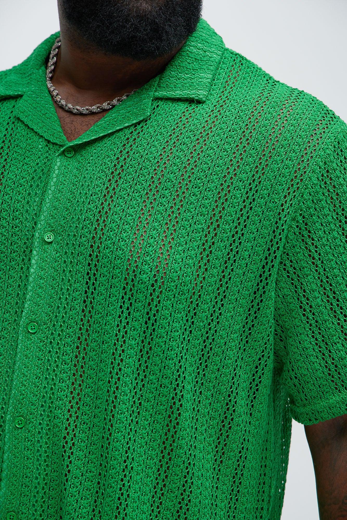 Atlas Textured Boxy Shirt - Green Product Image