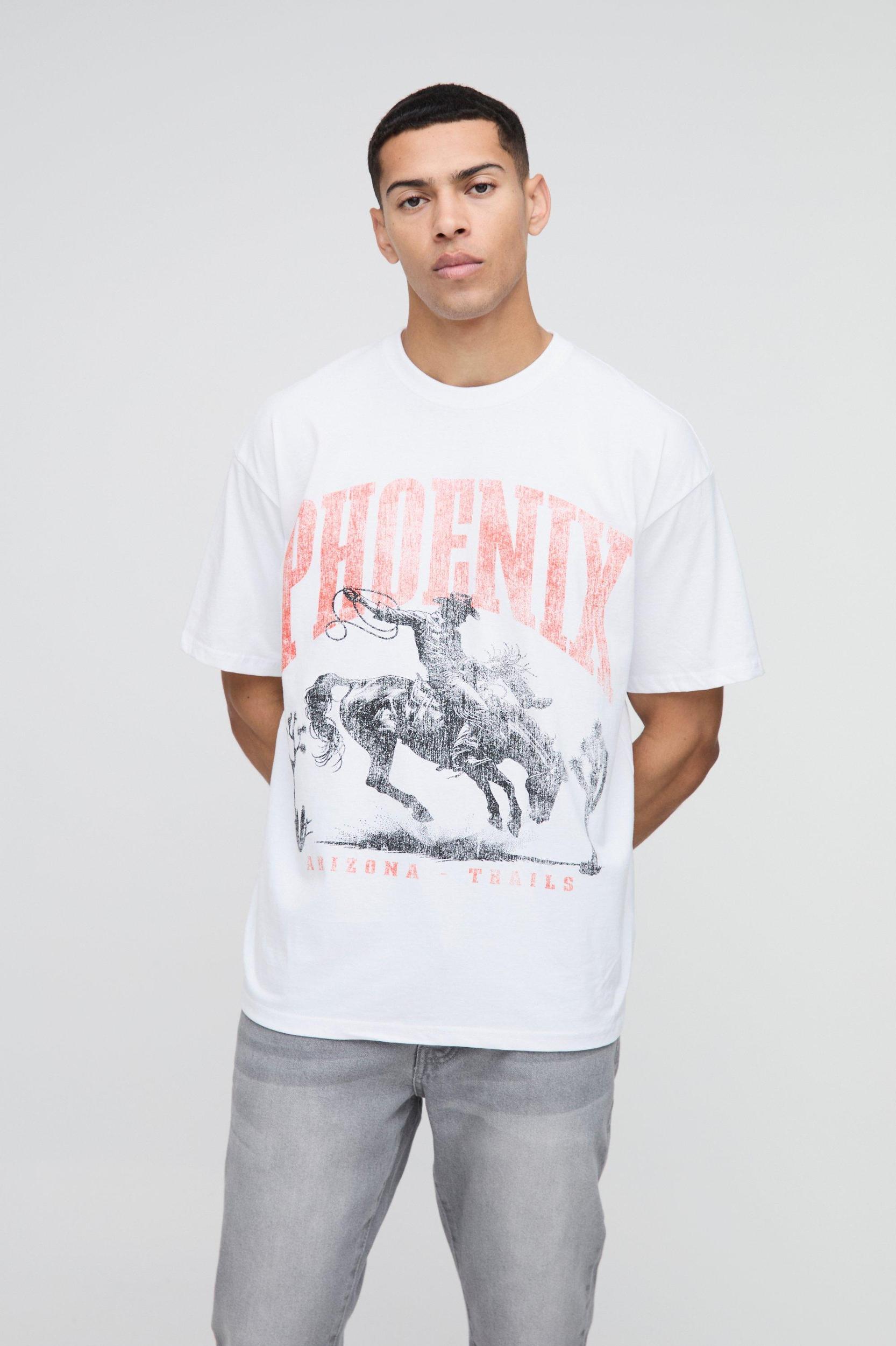 Oversized Phoenix Horse Western Graphic T-Shirt | boohooMAN USA Product Image