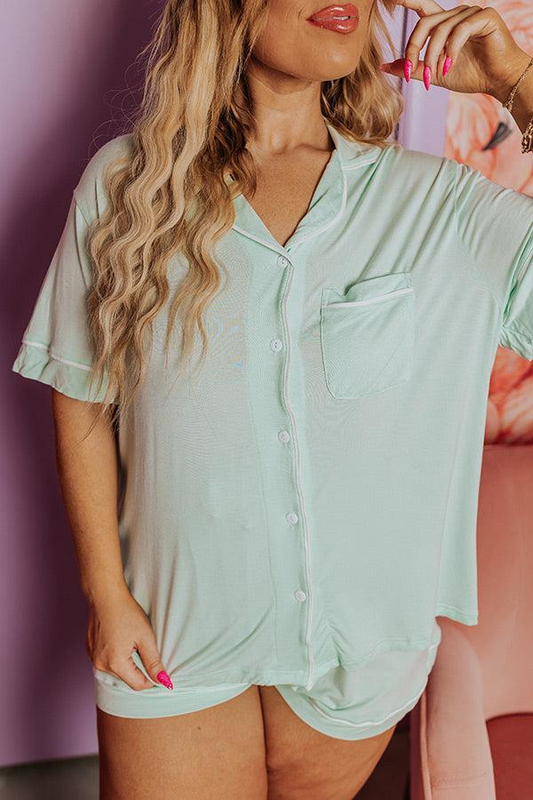 Classic Cuddles Pajama Top In Mint Curves Product Image