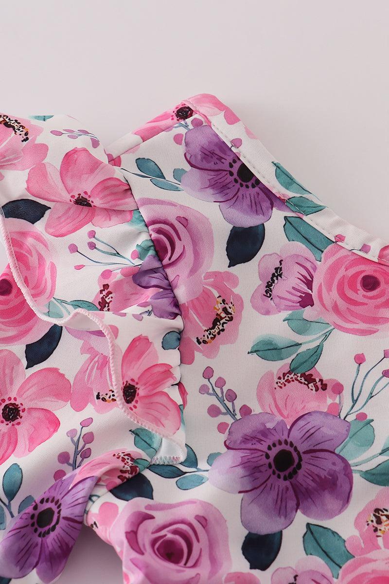 Purple floral swiss dot leotard Product Image