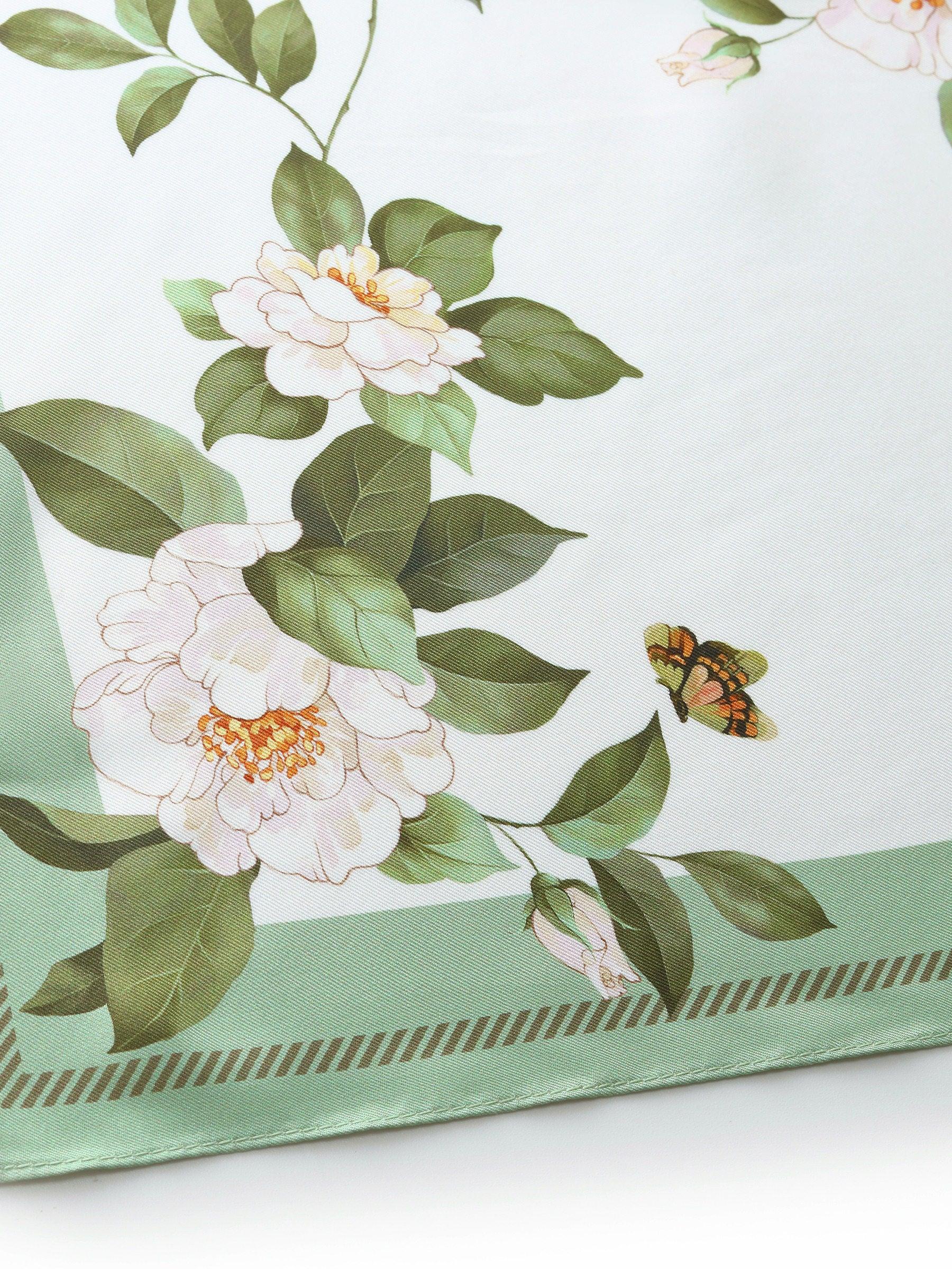 100% Mulberry Silk Rose Print Women Scarf Product Image