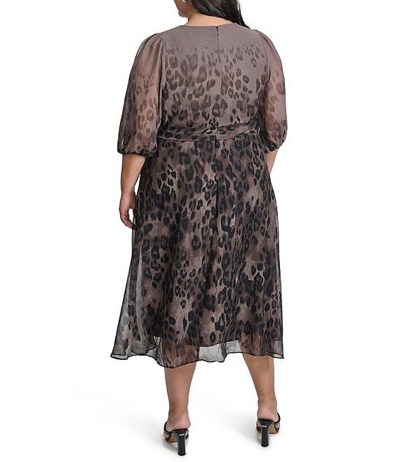 DKNY by Donna Karan Plus Size Leopard Print Midi Product Image