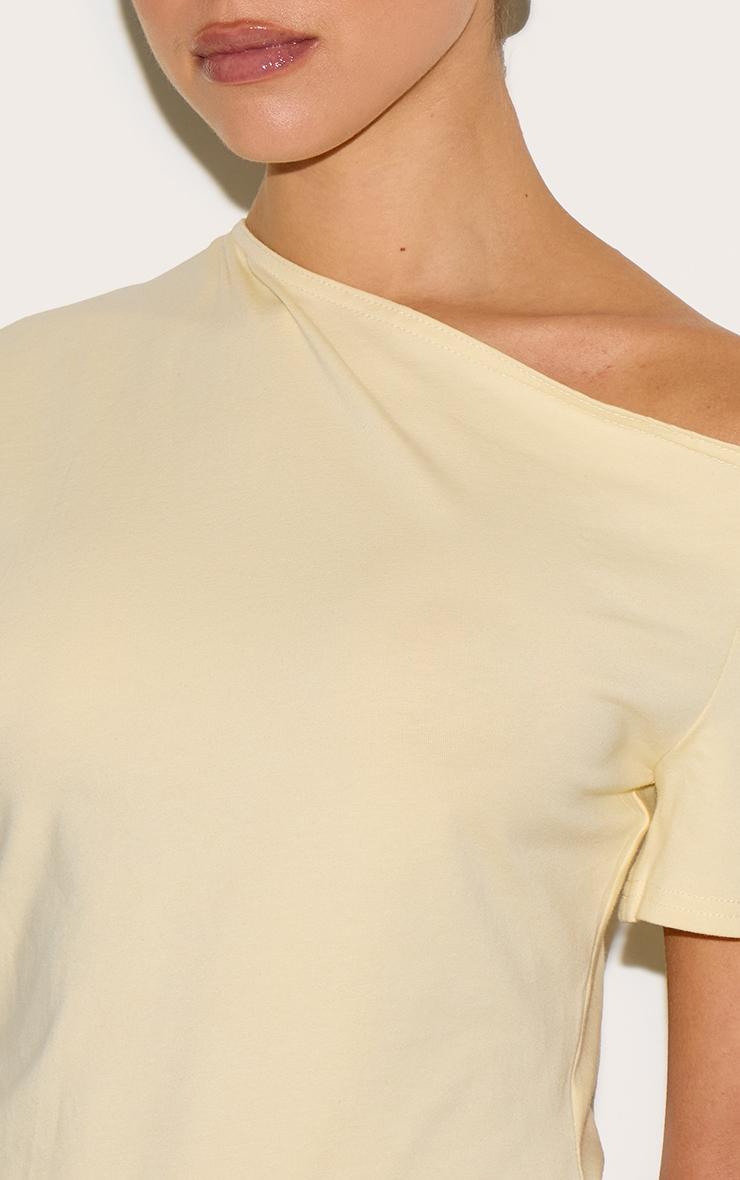Butter Yellow Cotton Off Shoulder Drape Longline Top Product Image
