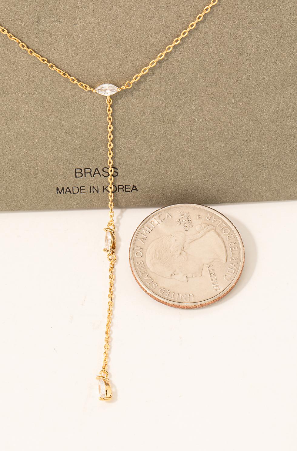 Oval Rhinestone Lariat Chain Necklace Product Image