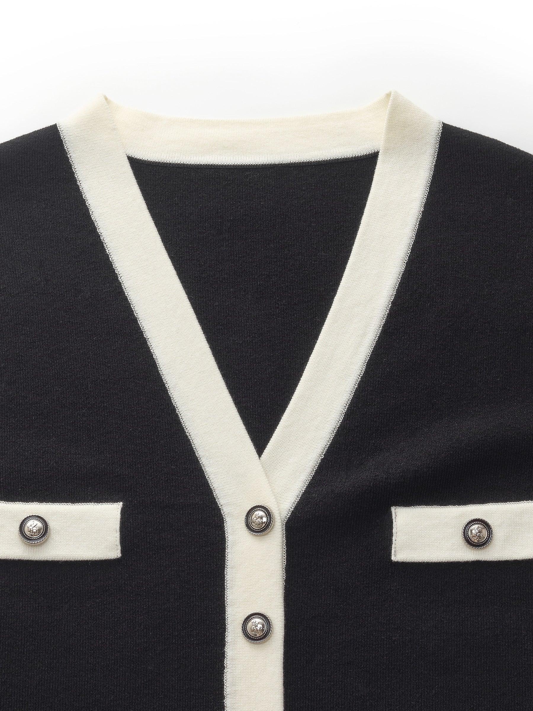 Tencel Blend Contrast Trim Women Knit Vest Product Image