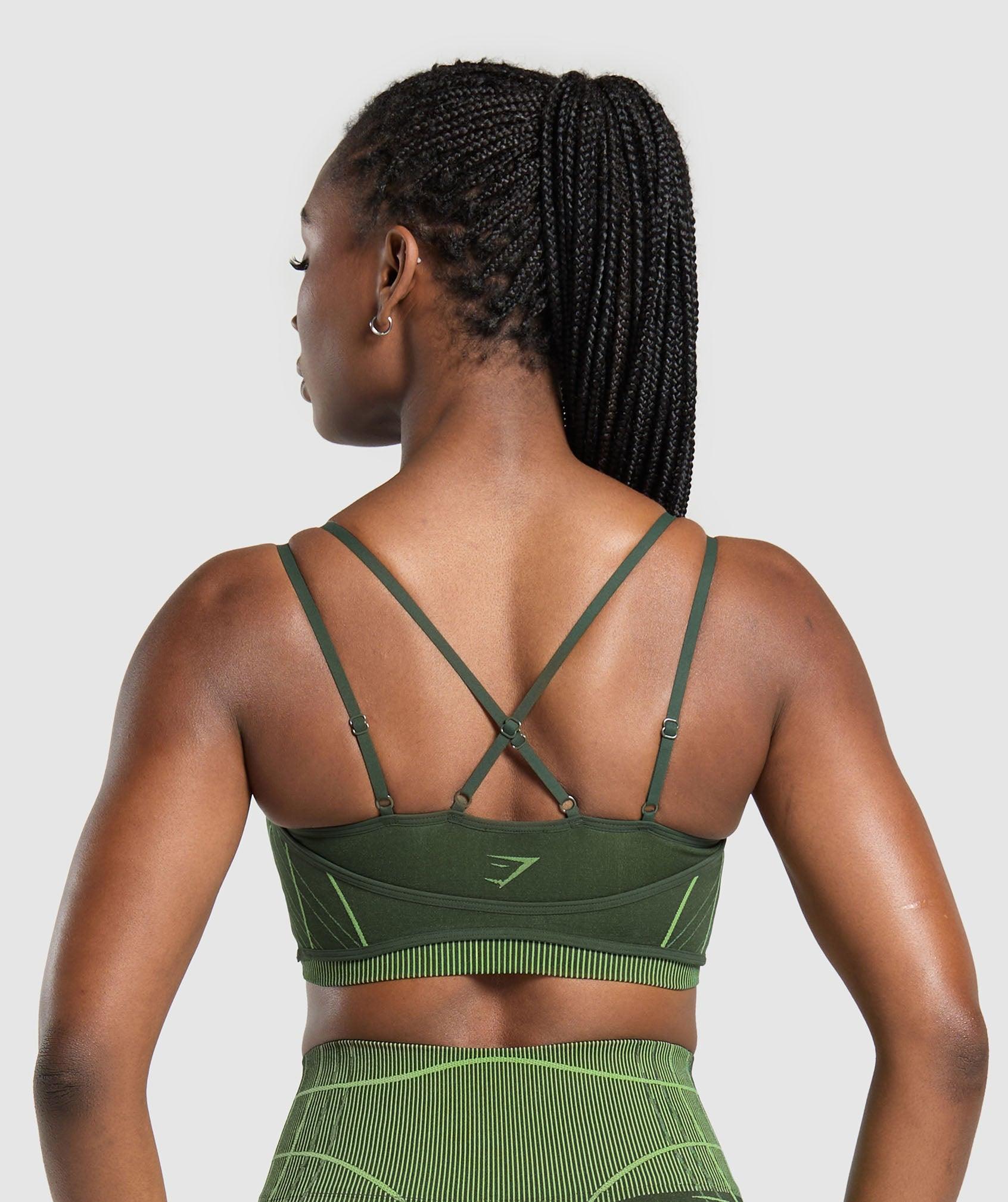Gymshark Apex Seamless Strappy Sports Bra - Trail Green/Energy Gelato Green Female Product Image