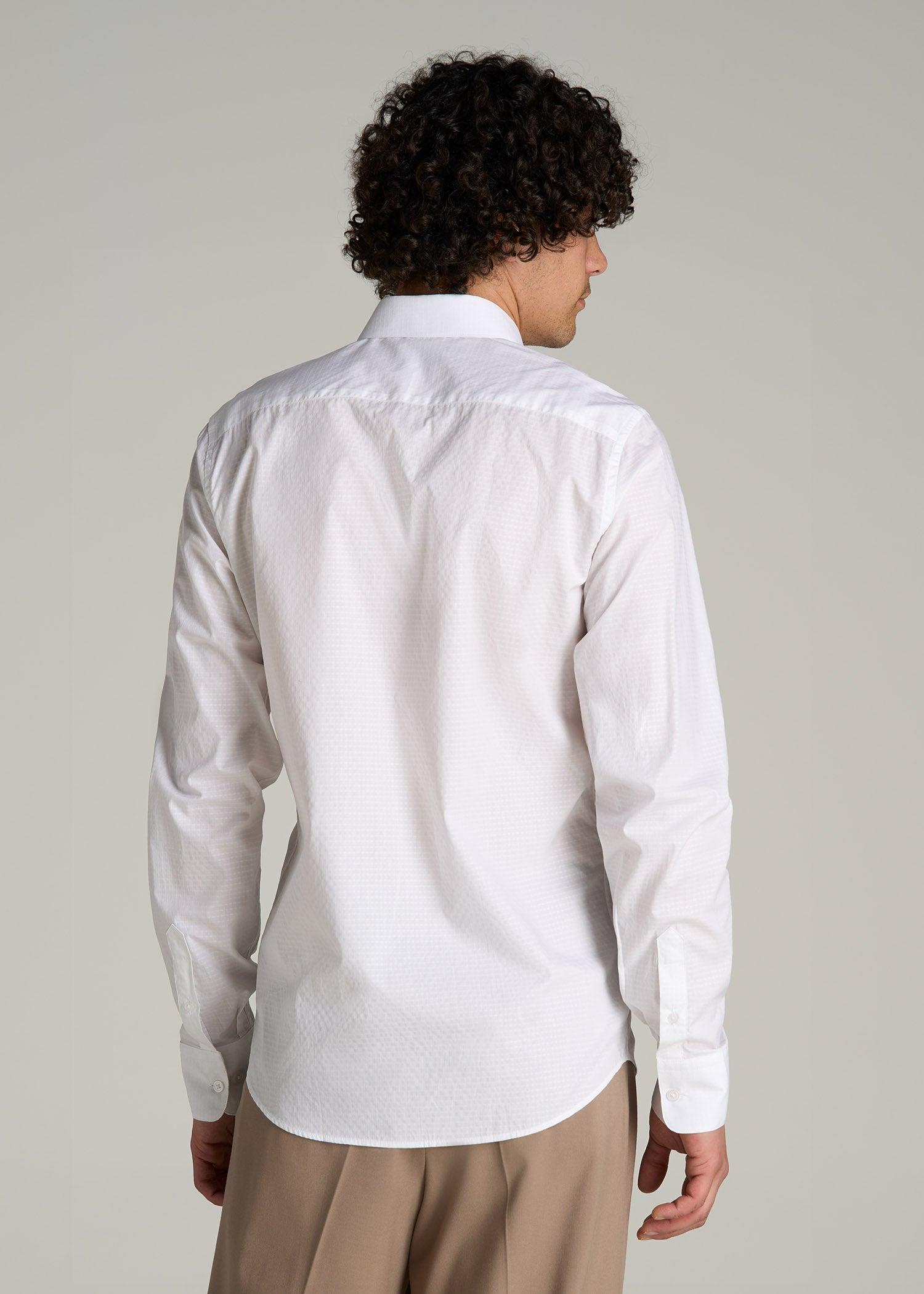 Premium Dress Shirt for Tall Men in White Dobby Male Product Image
