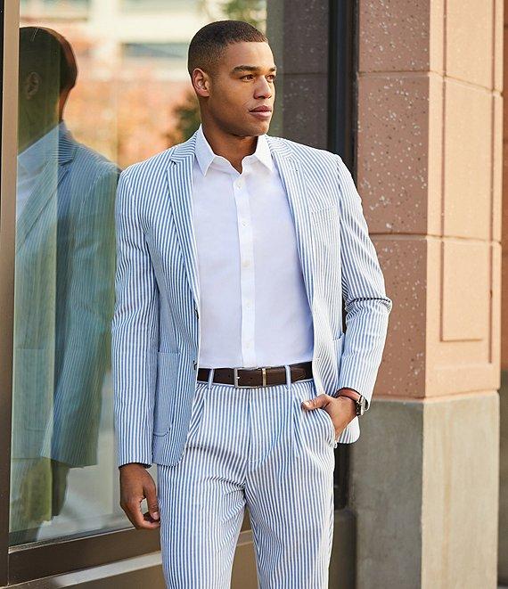 Murano Corsa Di Cavalli Derby Collection Slim Fit Stripe Seersucker Suit Separates Jacket Product Image