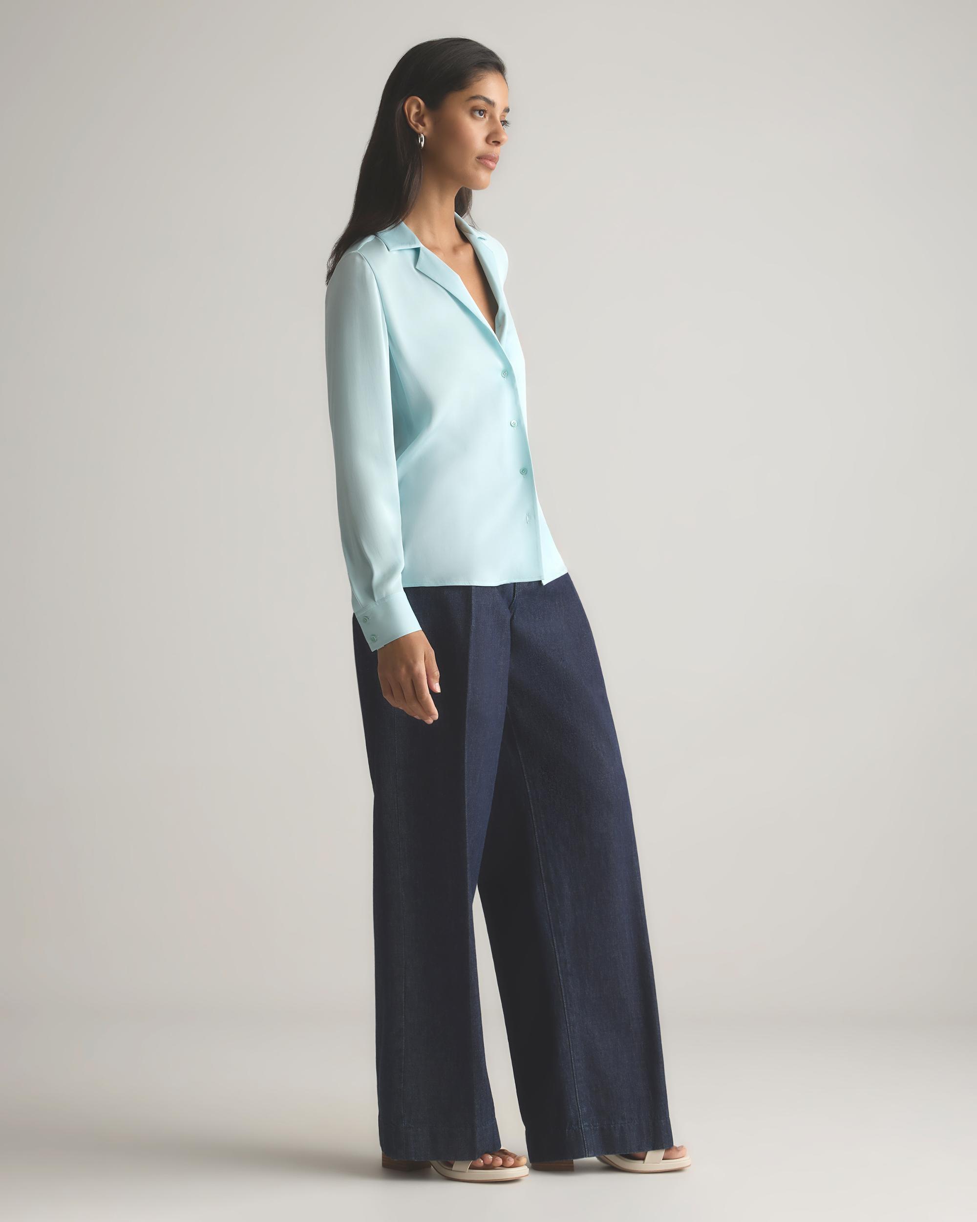 Quince | Women's Washable Stretch Silk Notch Collar Blouse Product Image