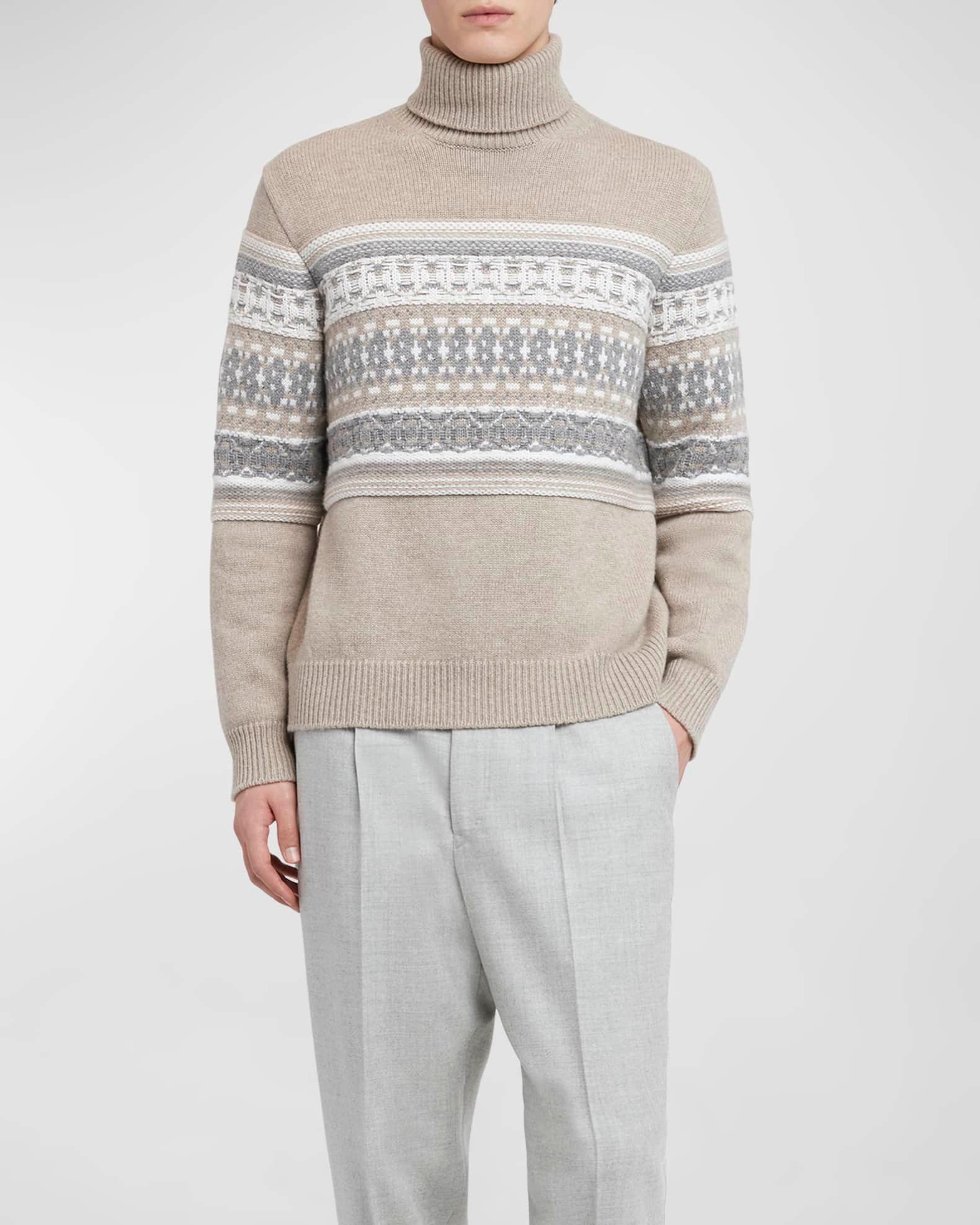 Men's Cashmere Jacquard Fair Isle Turtleneck Sweater Product Image