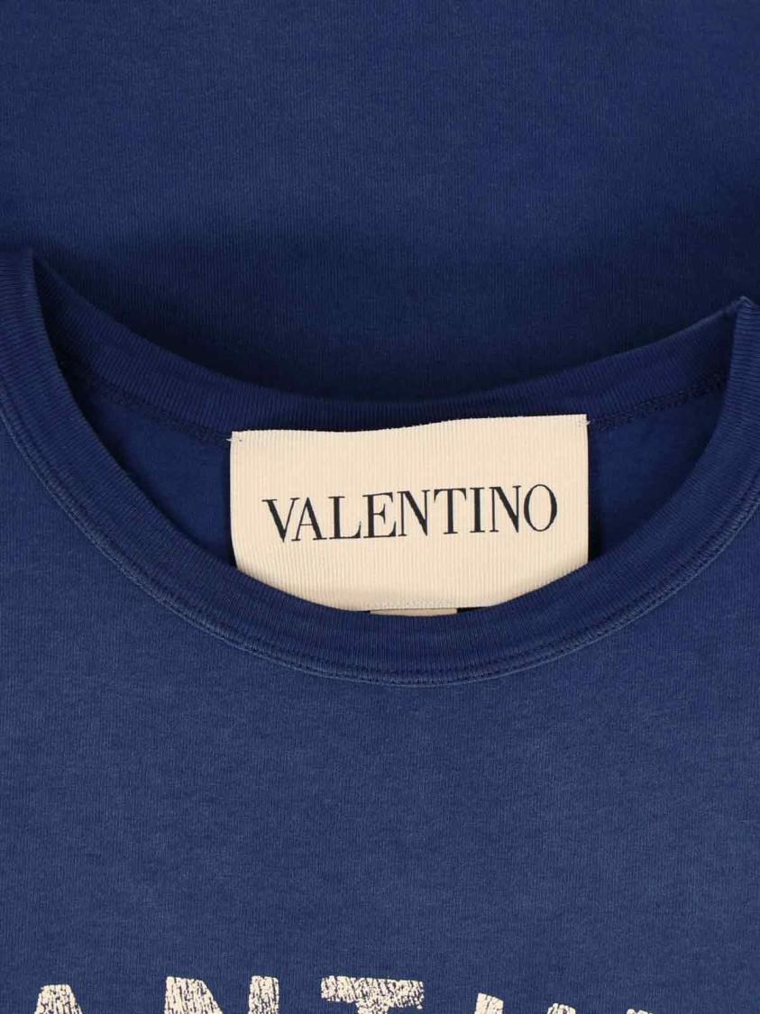 VALENTINO Garavani Navy Cotton T-shirt In Blue Product Image