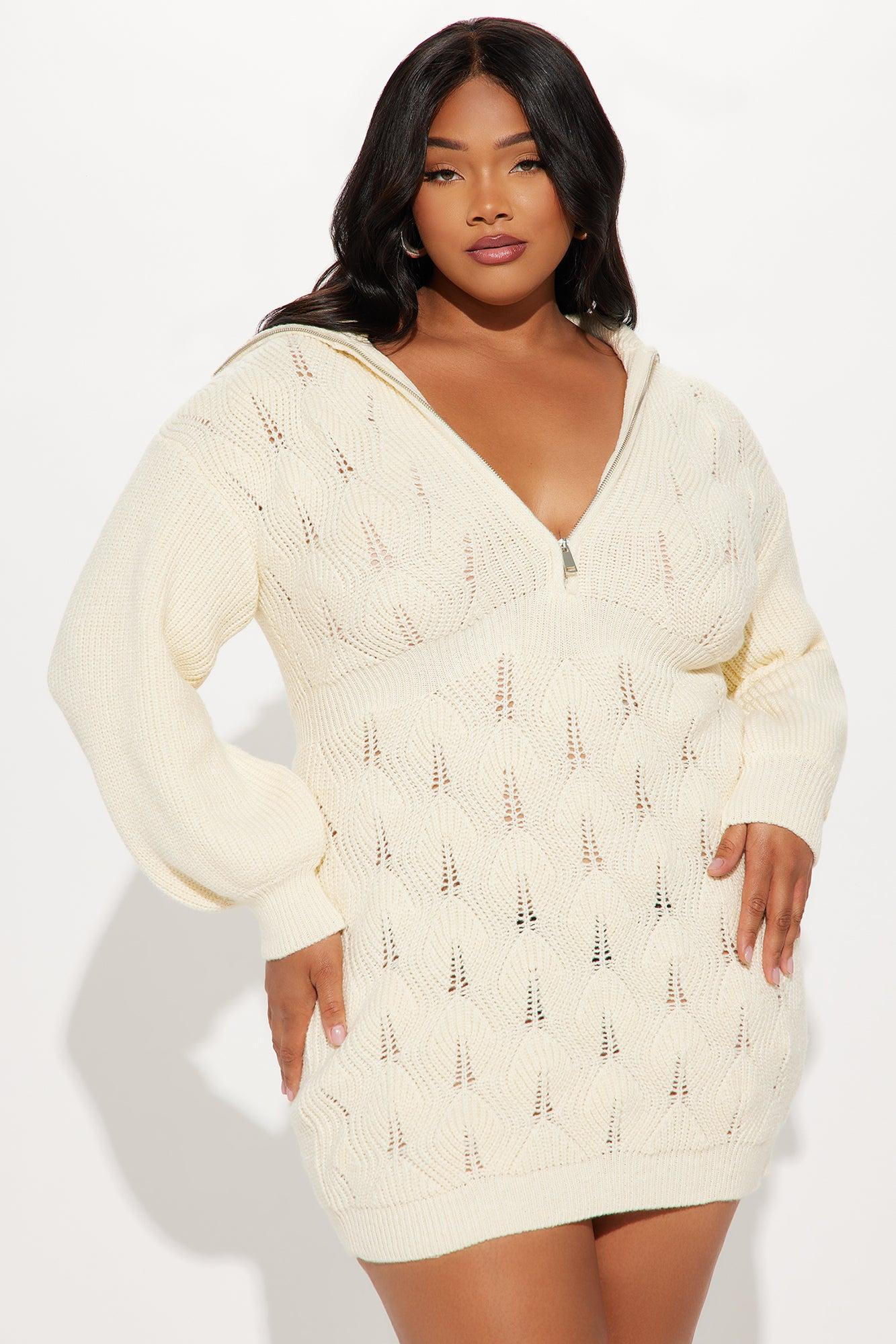 Lyla Sweater Mini Dress - Ivory Product Image