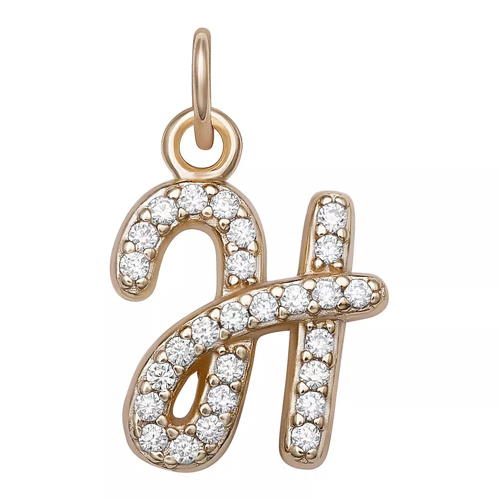 LC Lauren Conrad Sterling Silver Cubic Zirconia Initial Charm, Womens, Gold Tone O Product Image