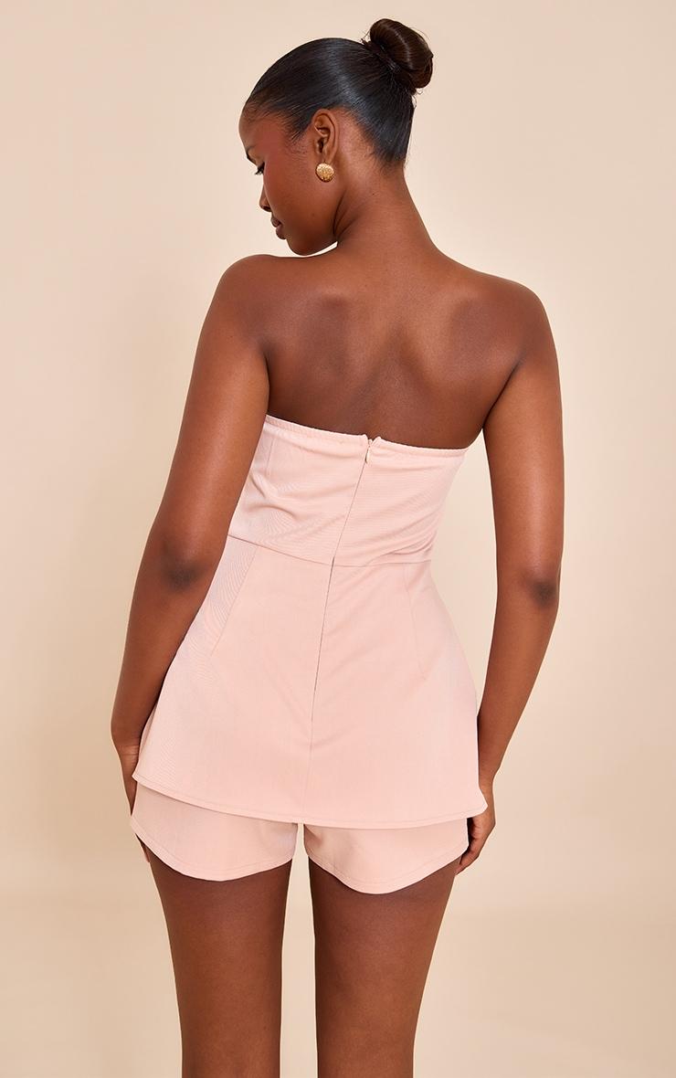 Dusty Pink Woven Bust Cup Detail Peplum Romper Product Image
