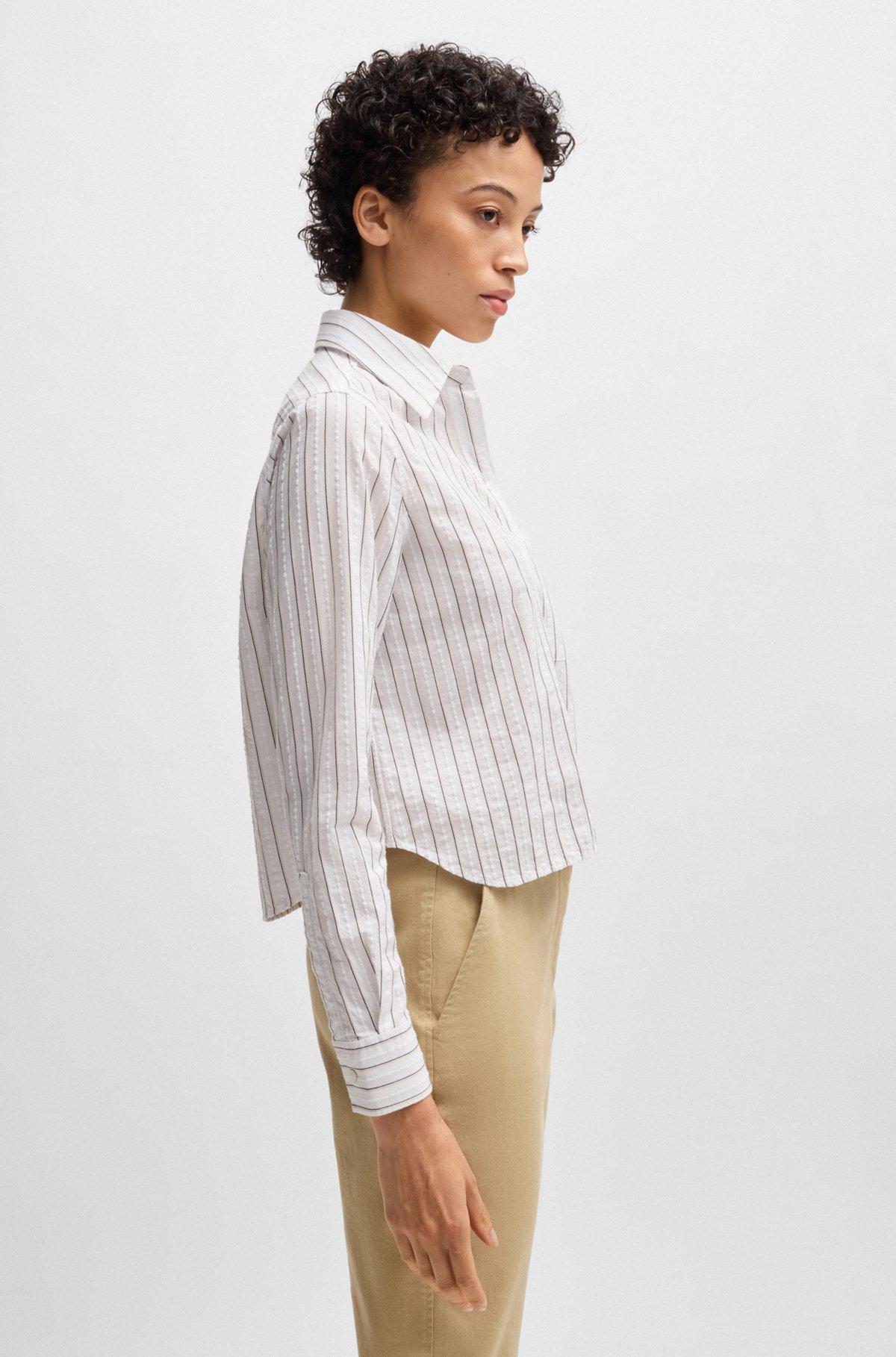 Regular-fit blouse in a striped cotton blend Product Image