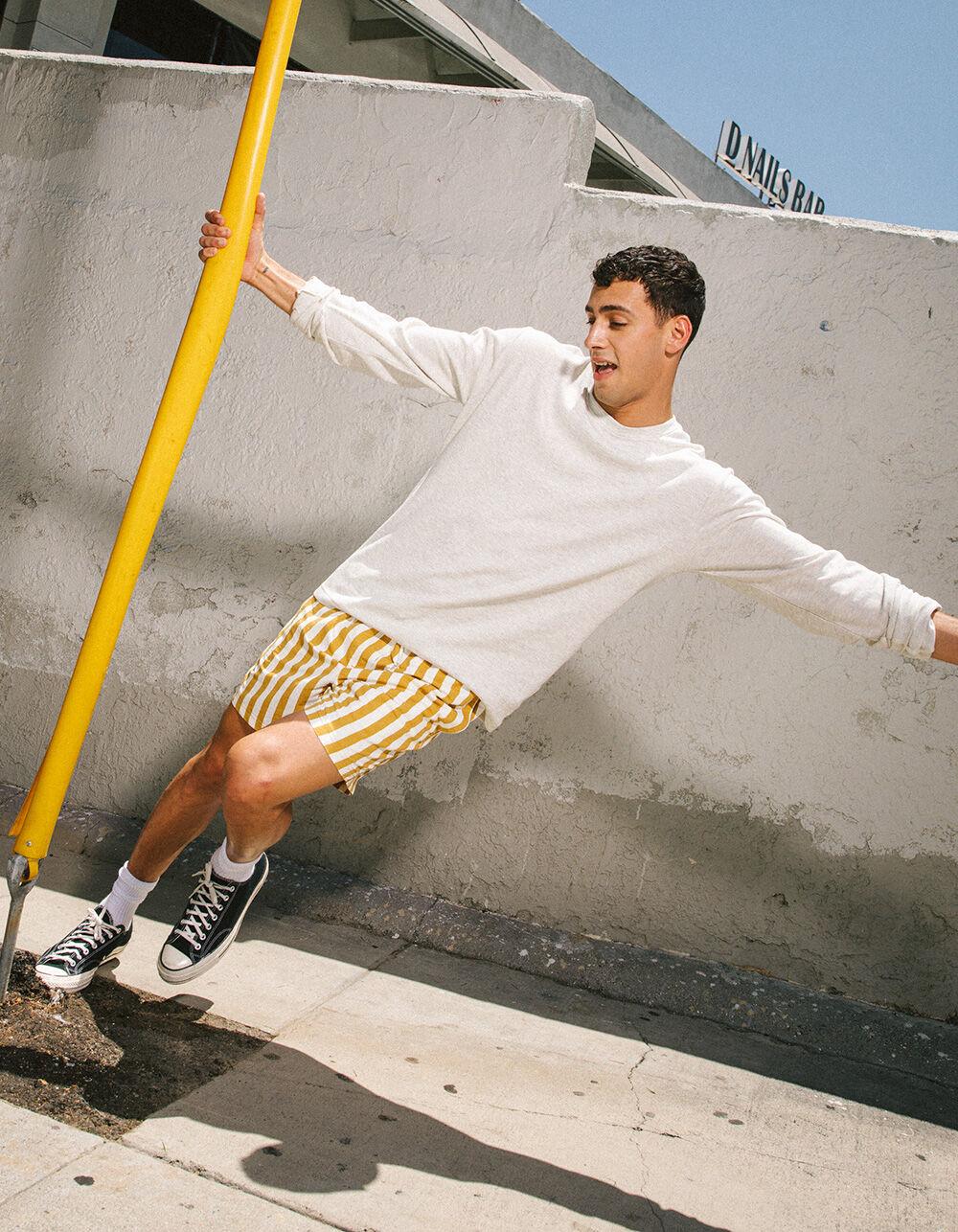 RSQ Mens 6" Nylon Shorts - WHITE/GOLD Product Image