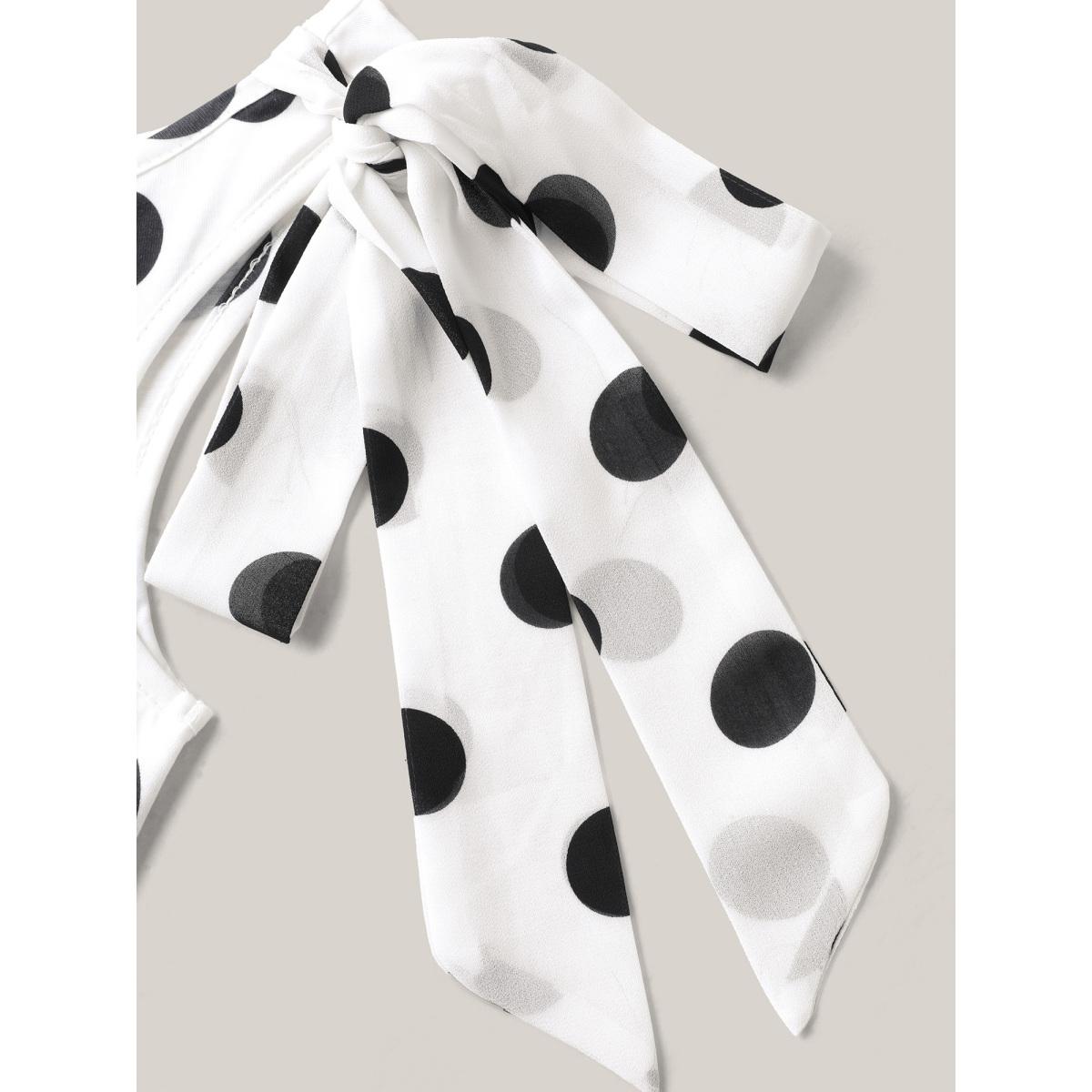 Plus Size Originalwhite Polka Dots One-Shoulder Tied Jumpsuit Women Sleeveless Asymmetrical Neck Work Loose Jumpsuits BloomChic 26/4X Product Image