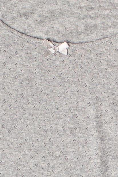 Long Sleeve Pointelle Bow Top Product Image