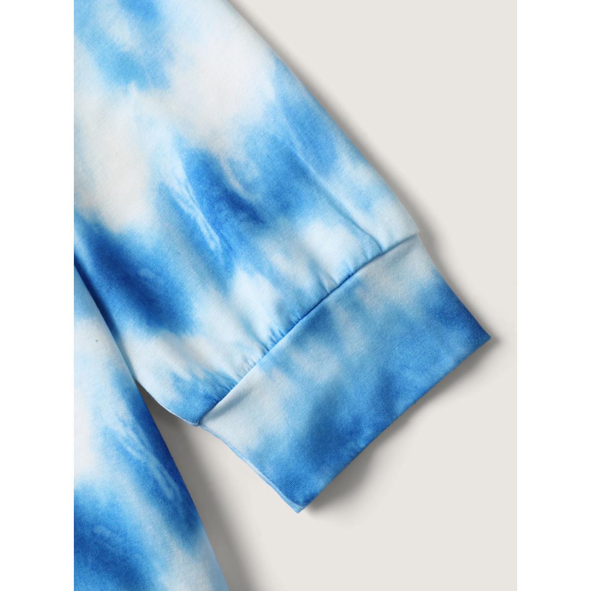 Plus Size Tie-Dye One-Shoulder Sweatshirt Women Mediumblue Leisure Asymmetrical Neck Casual Sweatshirts BloomChic 26/4X Product Image