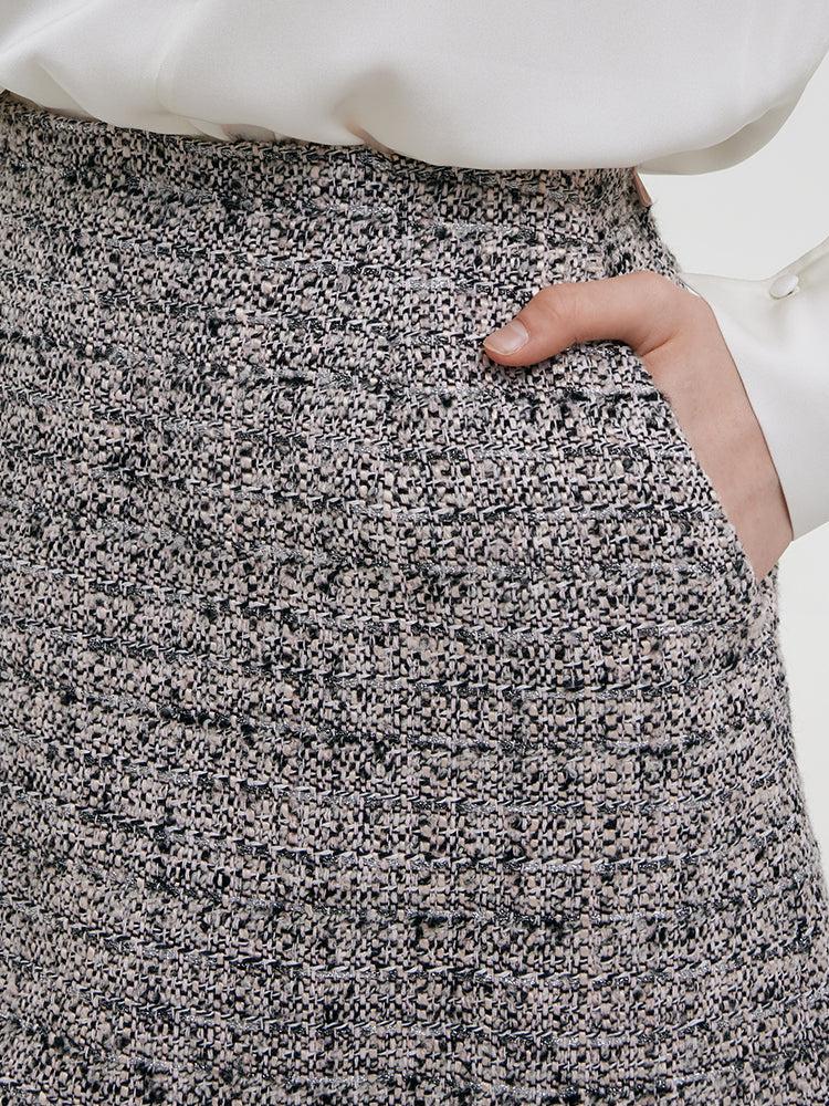 Wool Blend Tweed A-Line Women Mini Skirt Product Image