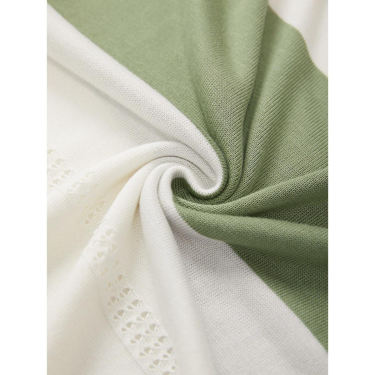 Plus Size Supersoft Essentials Colorblock Eyelet Batwing Sleeve Pullover Multicolor Women Casual Loose Long Sleeve V-neck Dailywear Pullovers BloomChic 28/5X Product Image