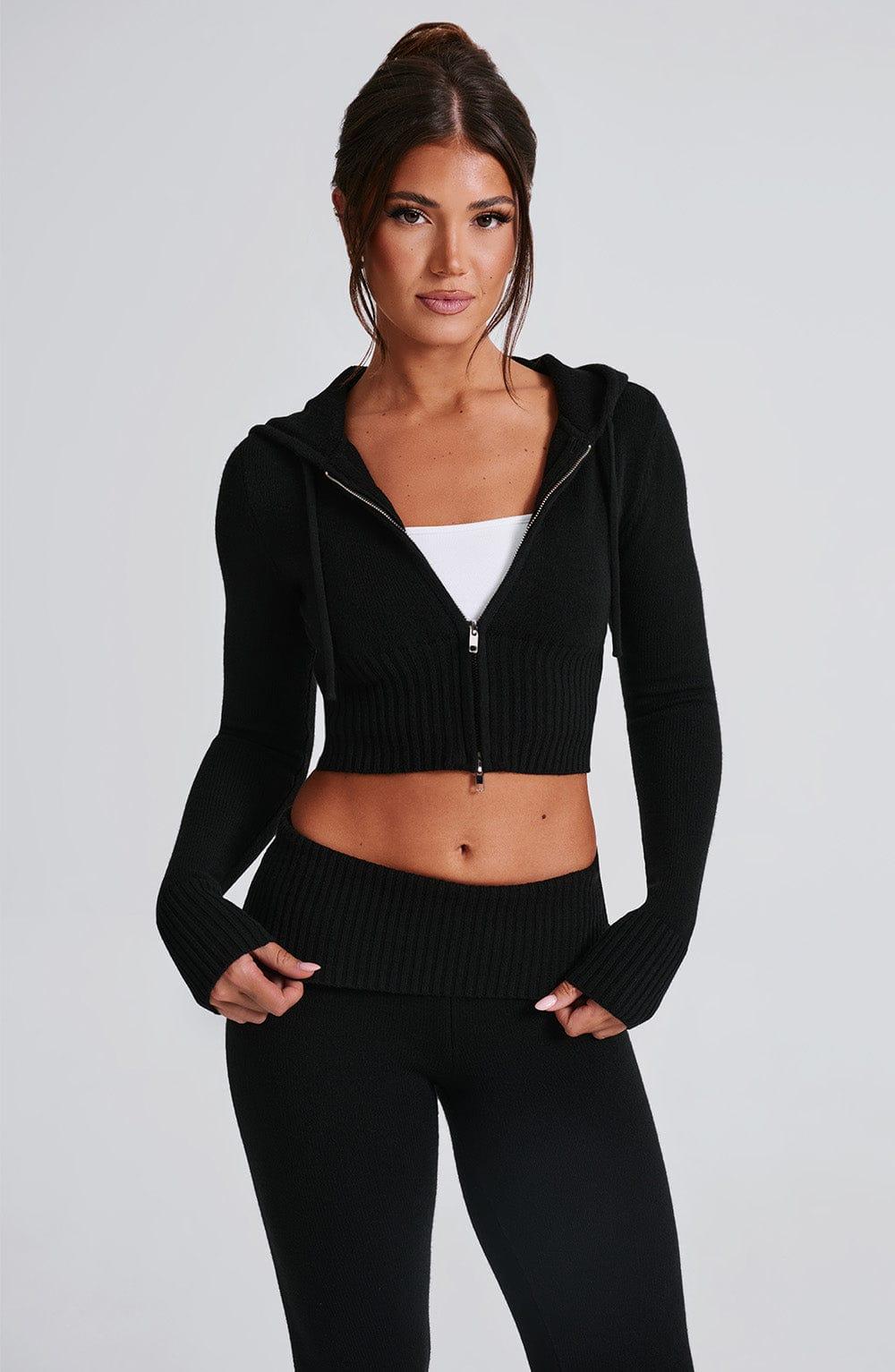 Portia Knit Hoodie - Black Product Image