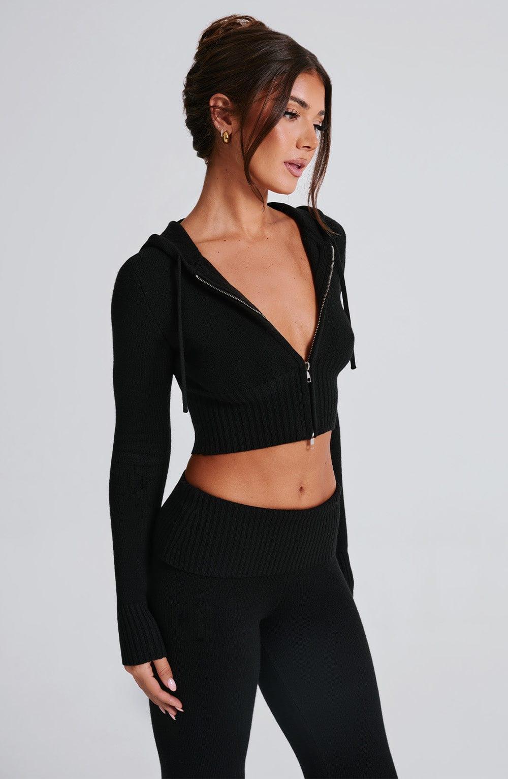 Portia Knit Hoodie - Black Product Image
