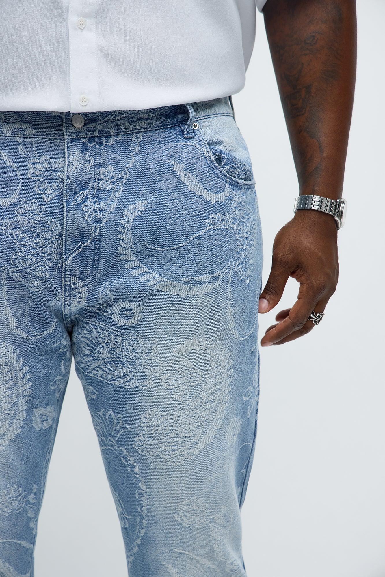 Stacked Slim Flare Come And Get It Paisley Jeans - Medium Wash Male Product Image