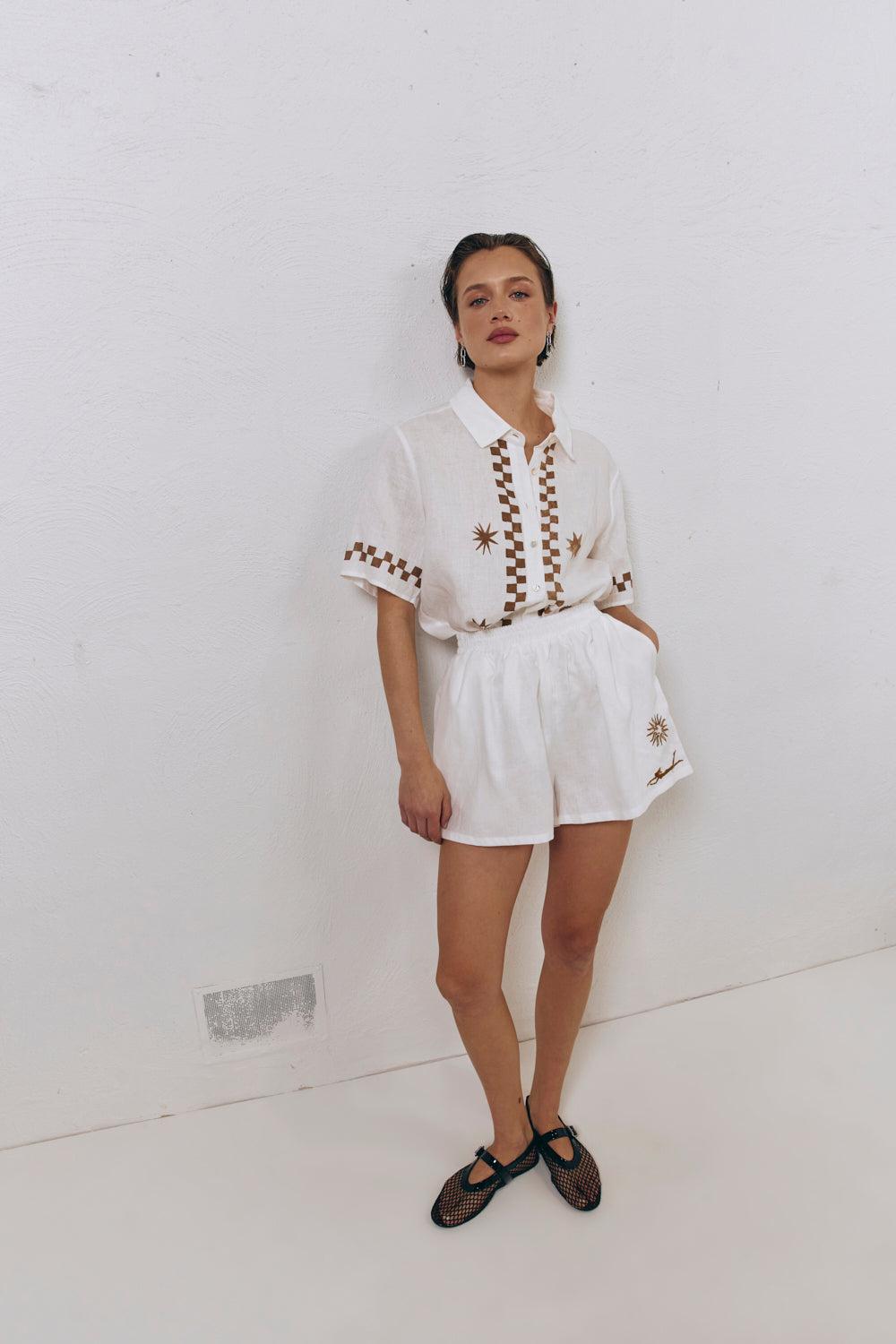 Celine Linen Shorts Skyros Product Image