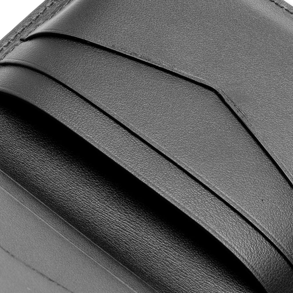 Braided Effect Leather Card Holder - Black Product Image