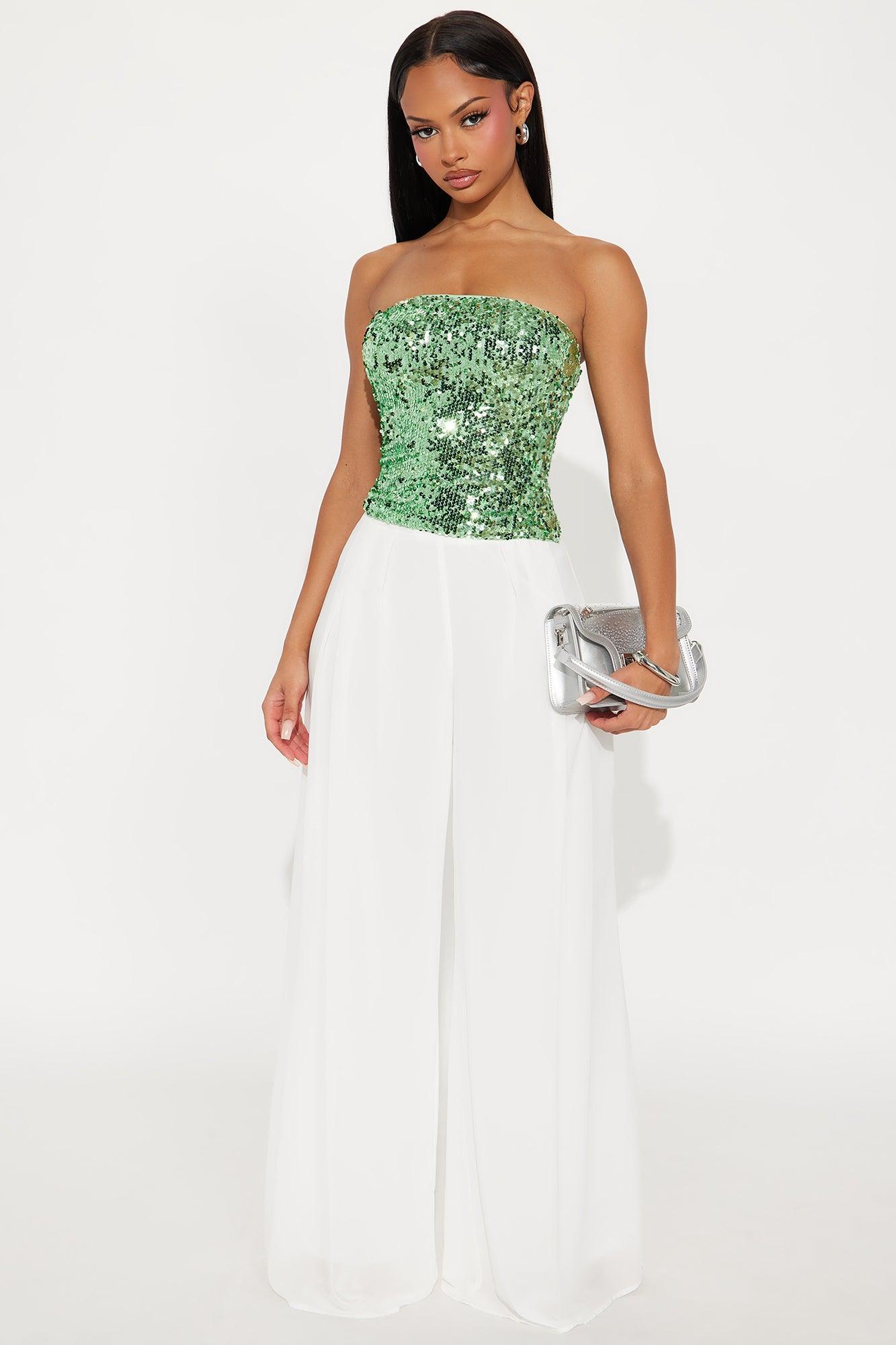 After Dark Sequin Tube Top - Green Female Product Image