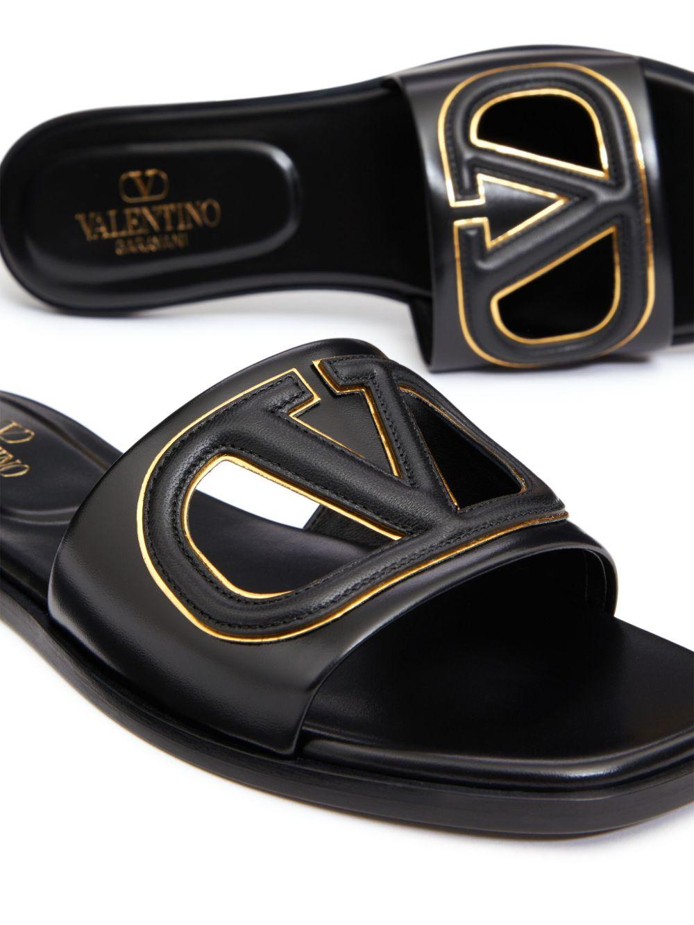 VLogo cut-out leather slides Product Image