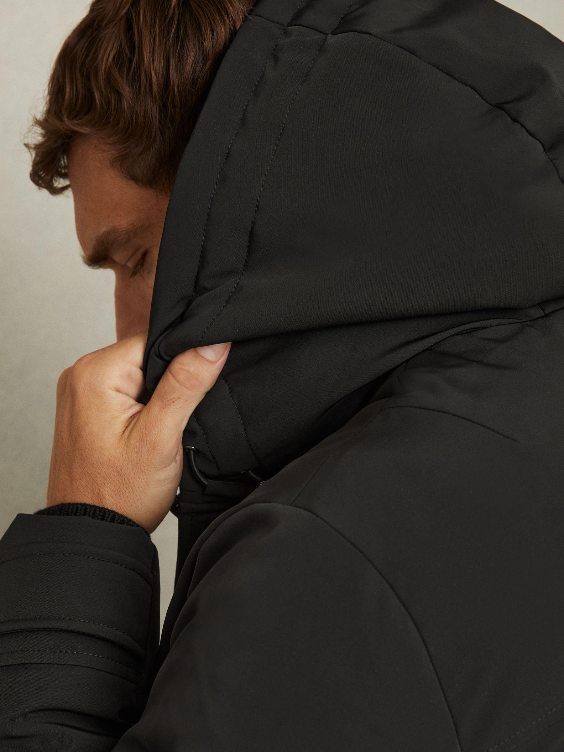 Hooded Shell Down Coat in Black Product Image