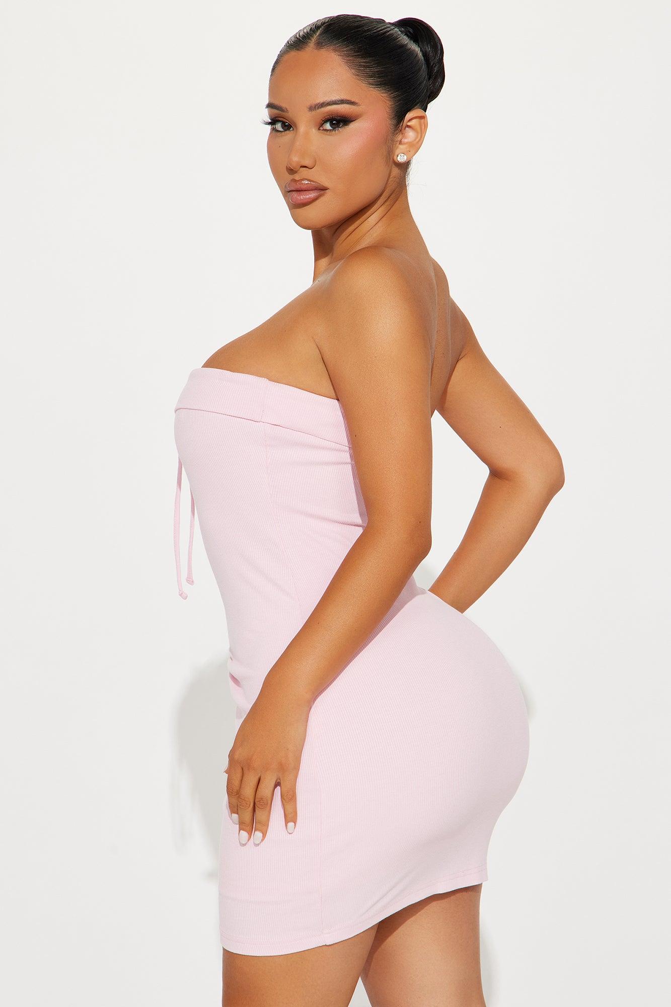 Ribbed Radiance Mini Dress - Pink Product Image
