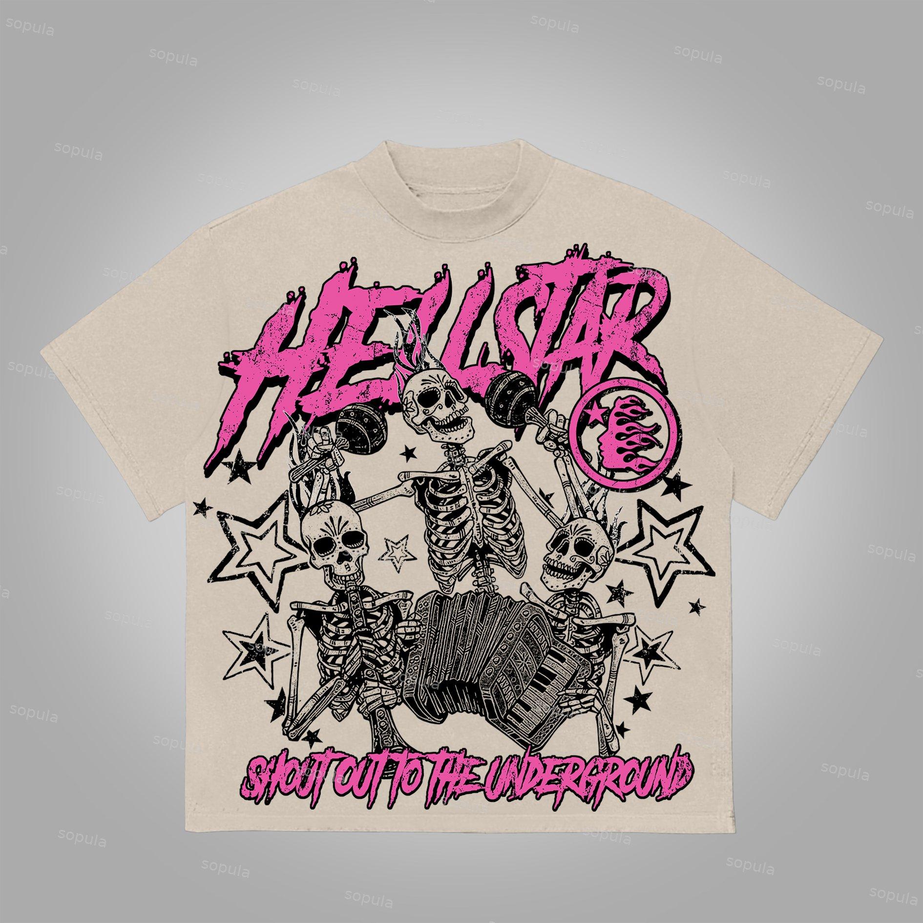 Sopula Flaming Skull Graphic Print Cotton T-Shirt Product Image