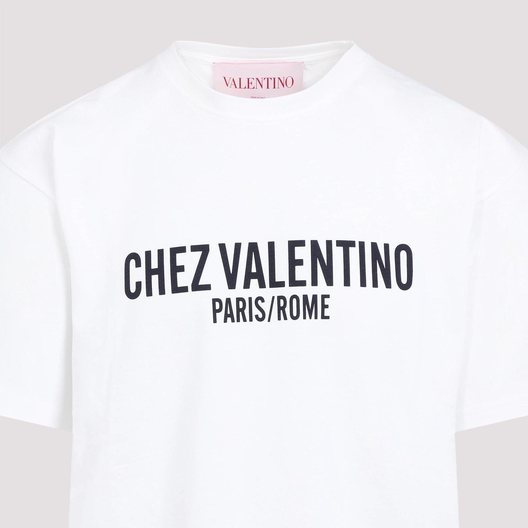 VALENTINO Cotton Crew Neck T-shirt With Graphic Print In White Product Image