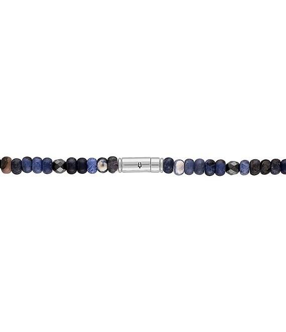 Bulova Men's Sterling Silver Blue Multi Beaded Chain Necklace Product Image
