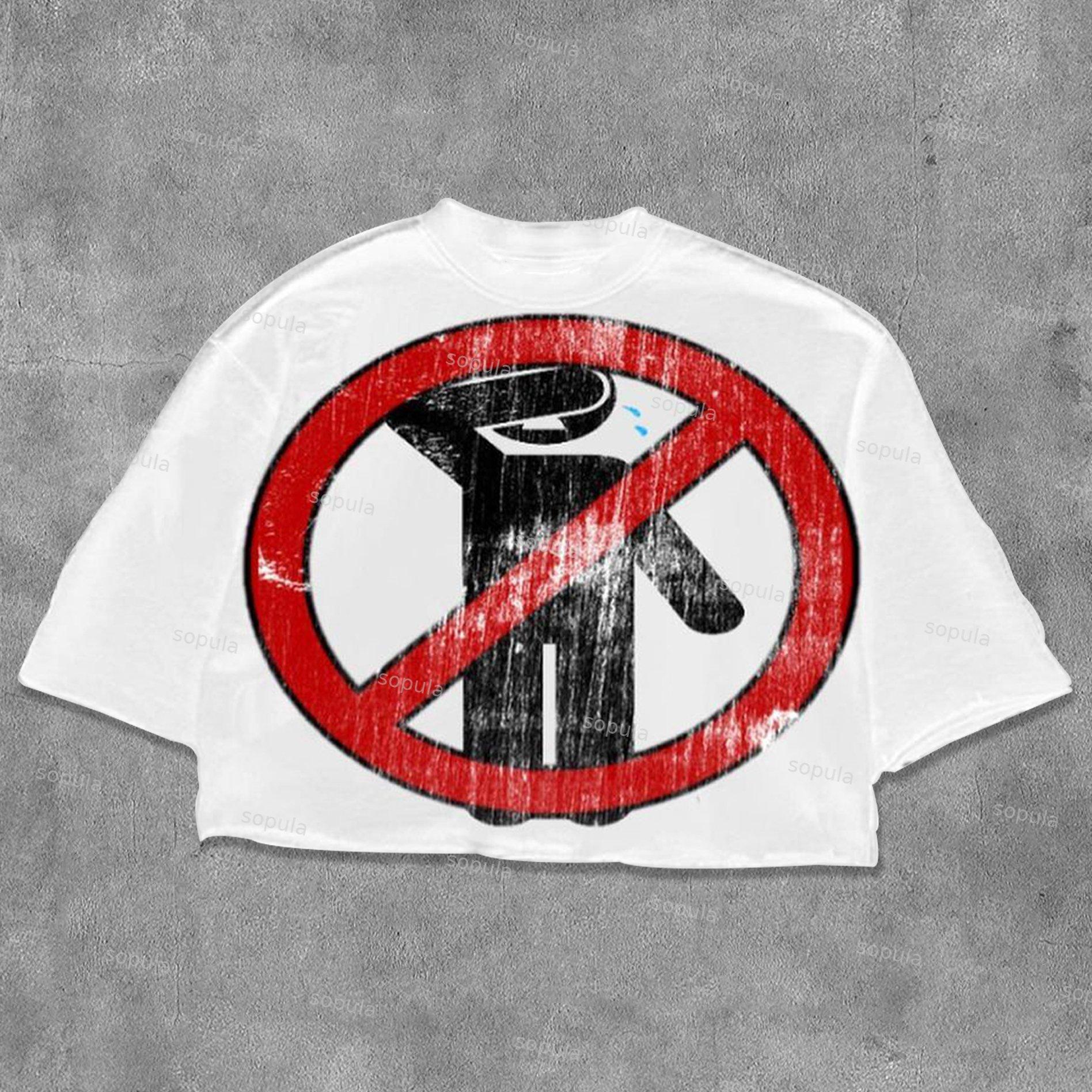 No Emotion Graphics Cotton Cropped T-Shirts Product Image