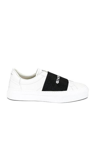 GIVENCHY Logo-embroidered Slip-on Leather Sneakers In White Black Product Image