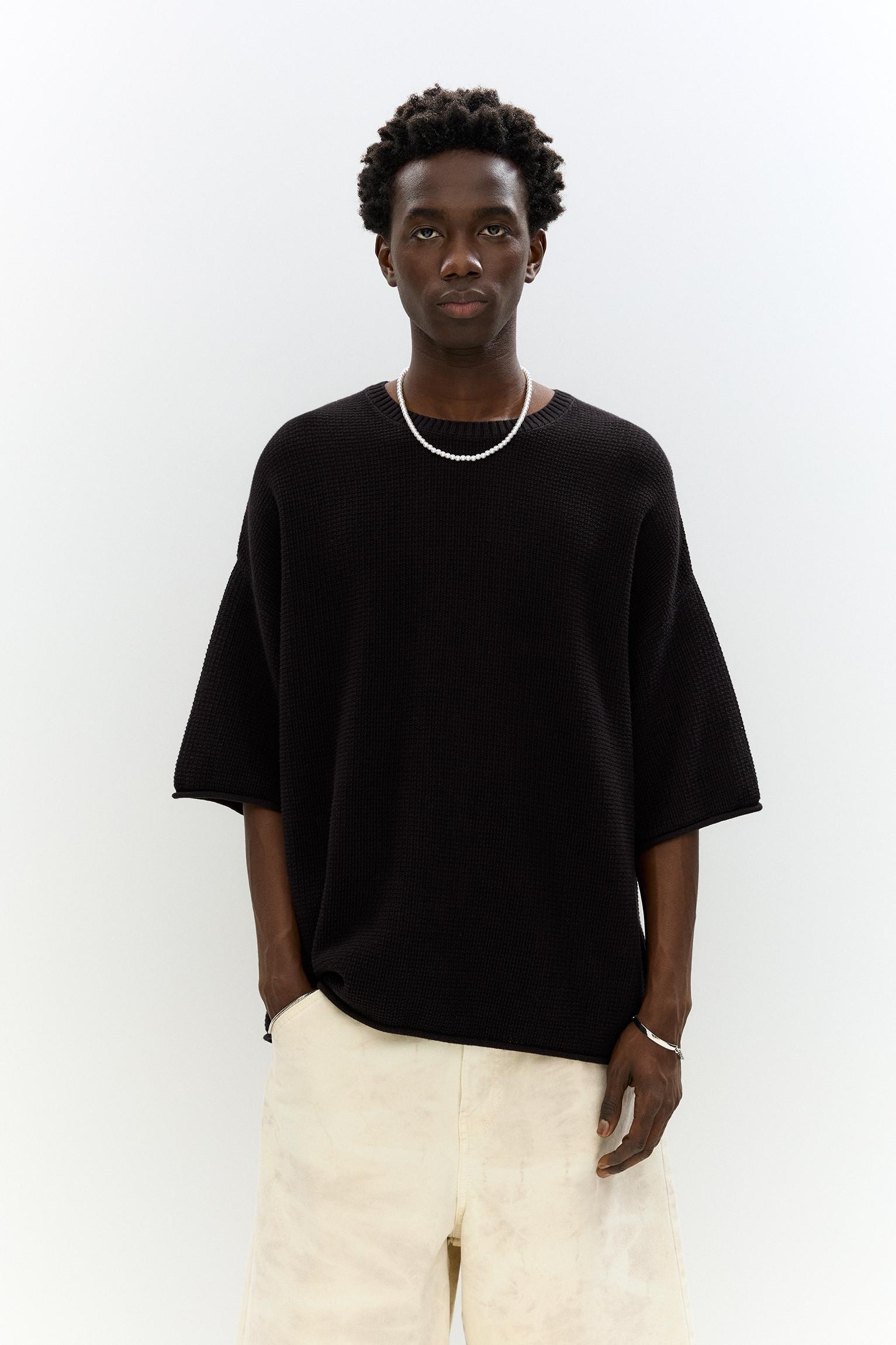 Waffle-knit boxy-fit T-shirt Product Image