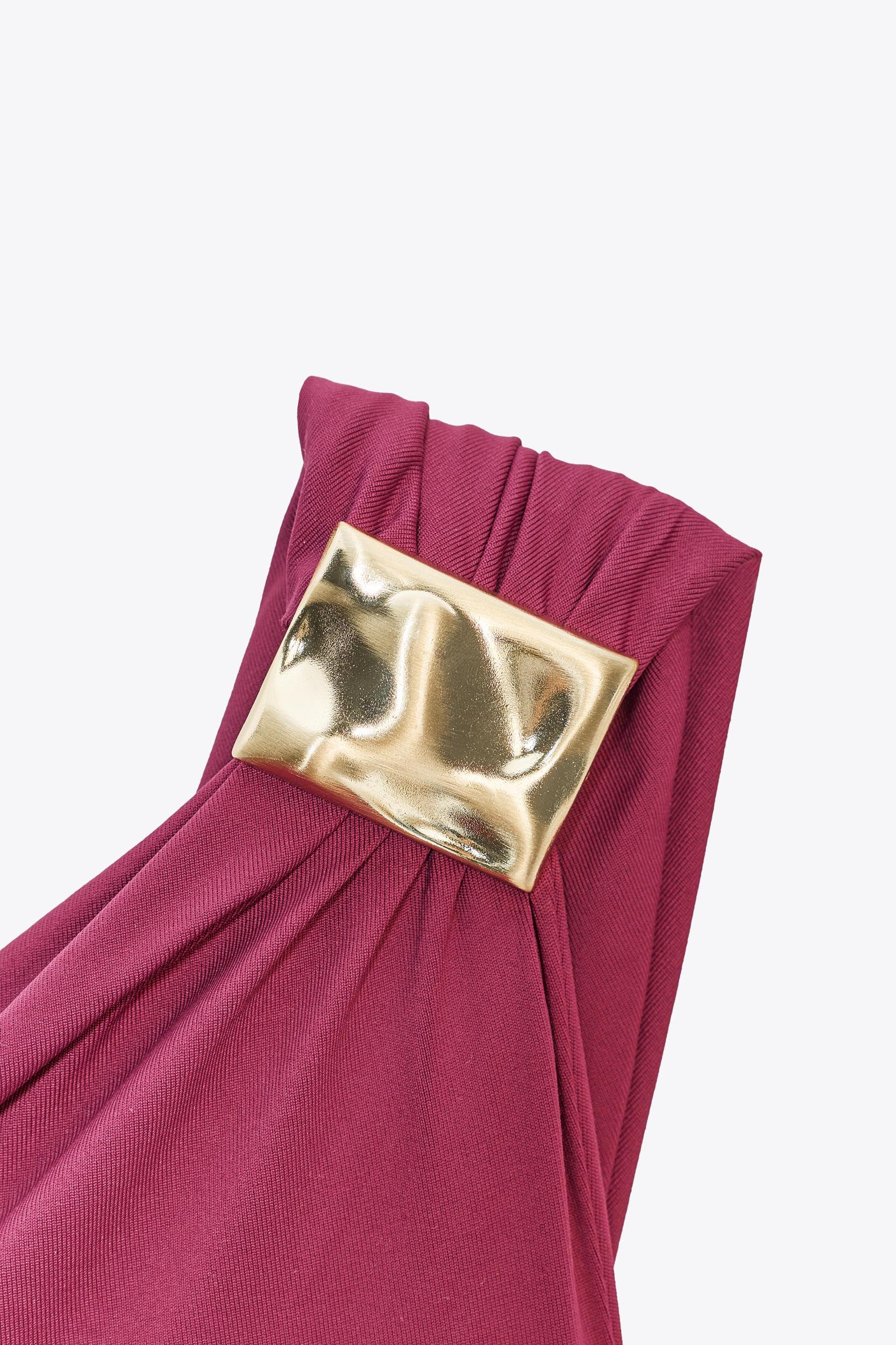 ASYMMETRIC POLYAMIDE BODYSUIT WITH METAL DETAIL Product Image