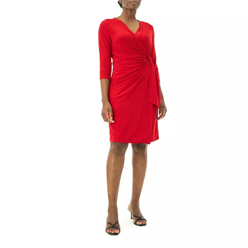 Women's Nina Leonard Faux-Wrap Dress, Size: Small, Nina Red Product Image