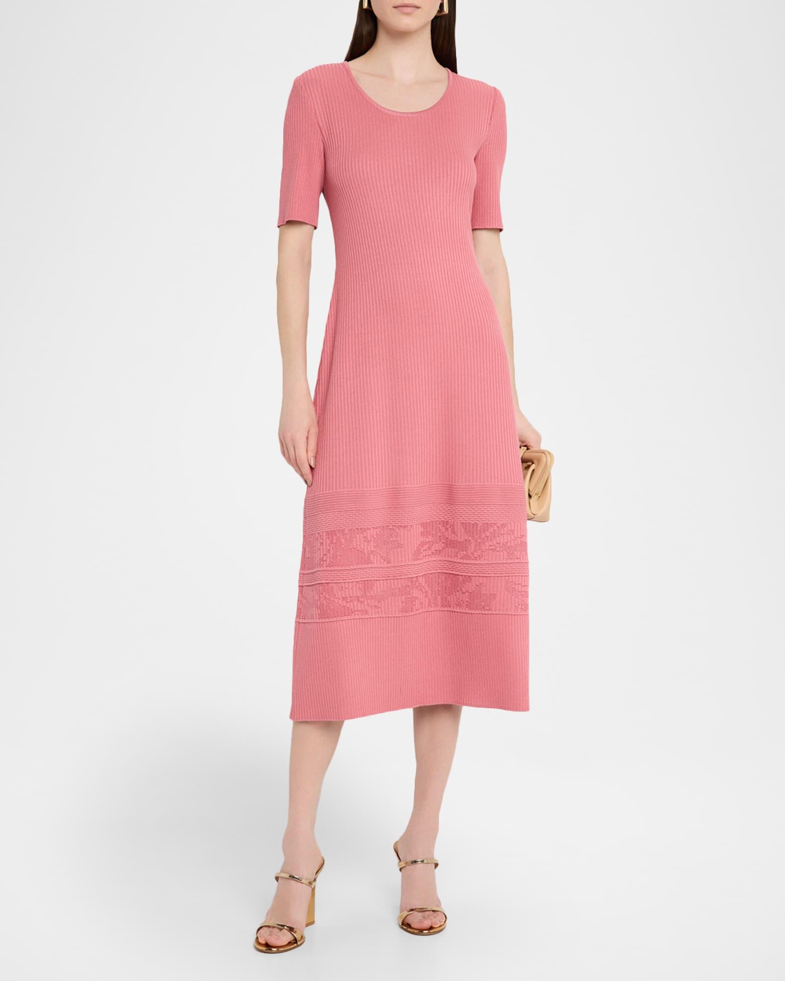 A-Line Ribbed Soft Knit Midi Dress Product Image