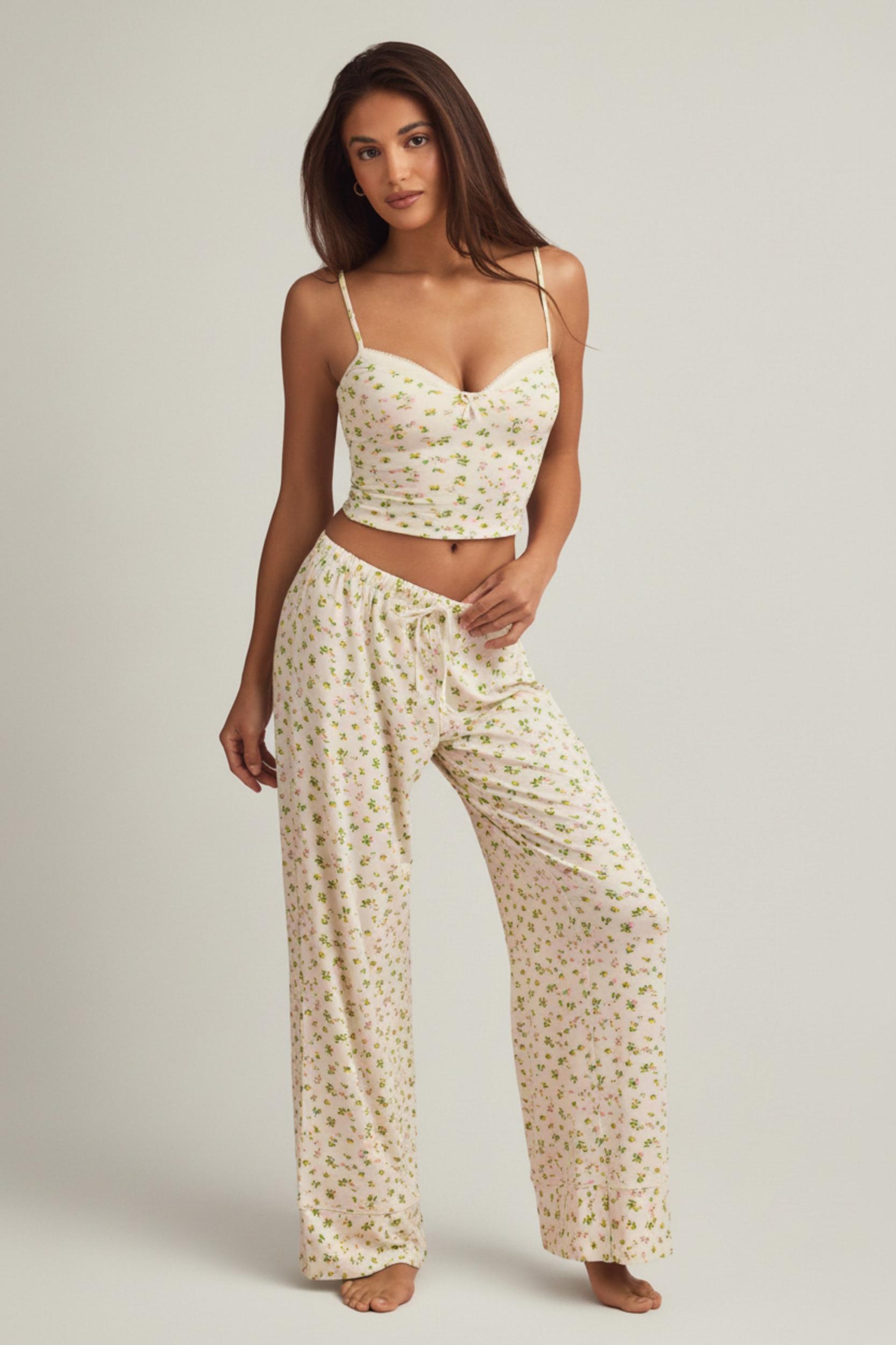 Modal Mid-Rise Pyjama Trousers in Lemon Print Product Image