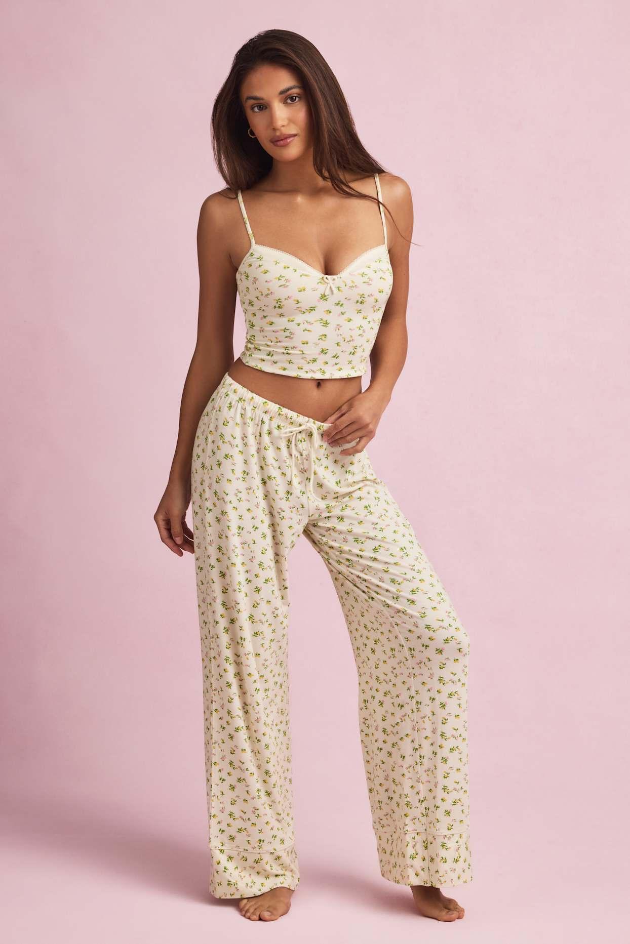 Modal Mid-Rise Pyjama Trousers in Lemon Print Product Image