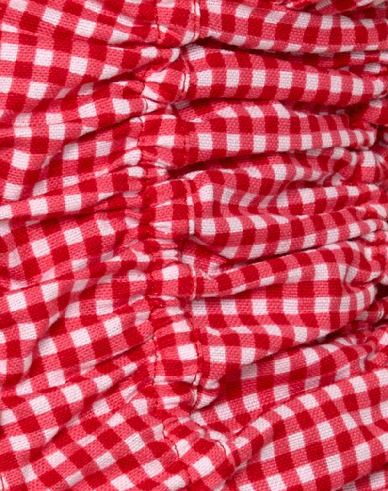 Ilase Ruched Blouse in Red Gingham Female Product Image