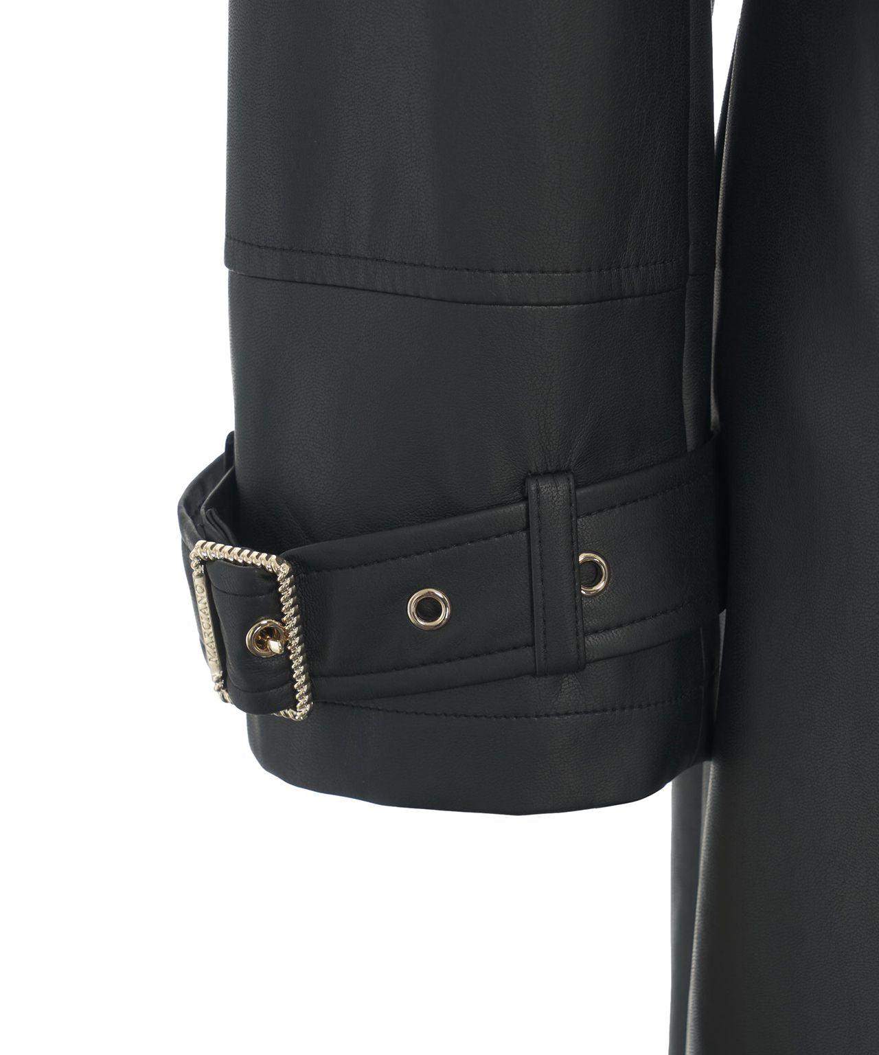 Eco-leather coat with waist belt Product Image
